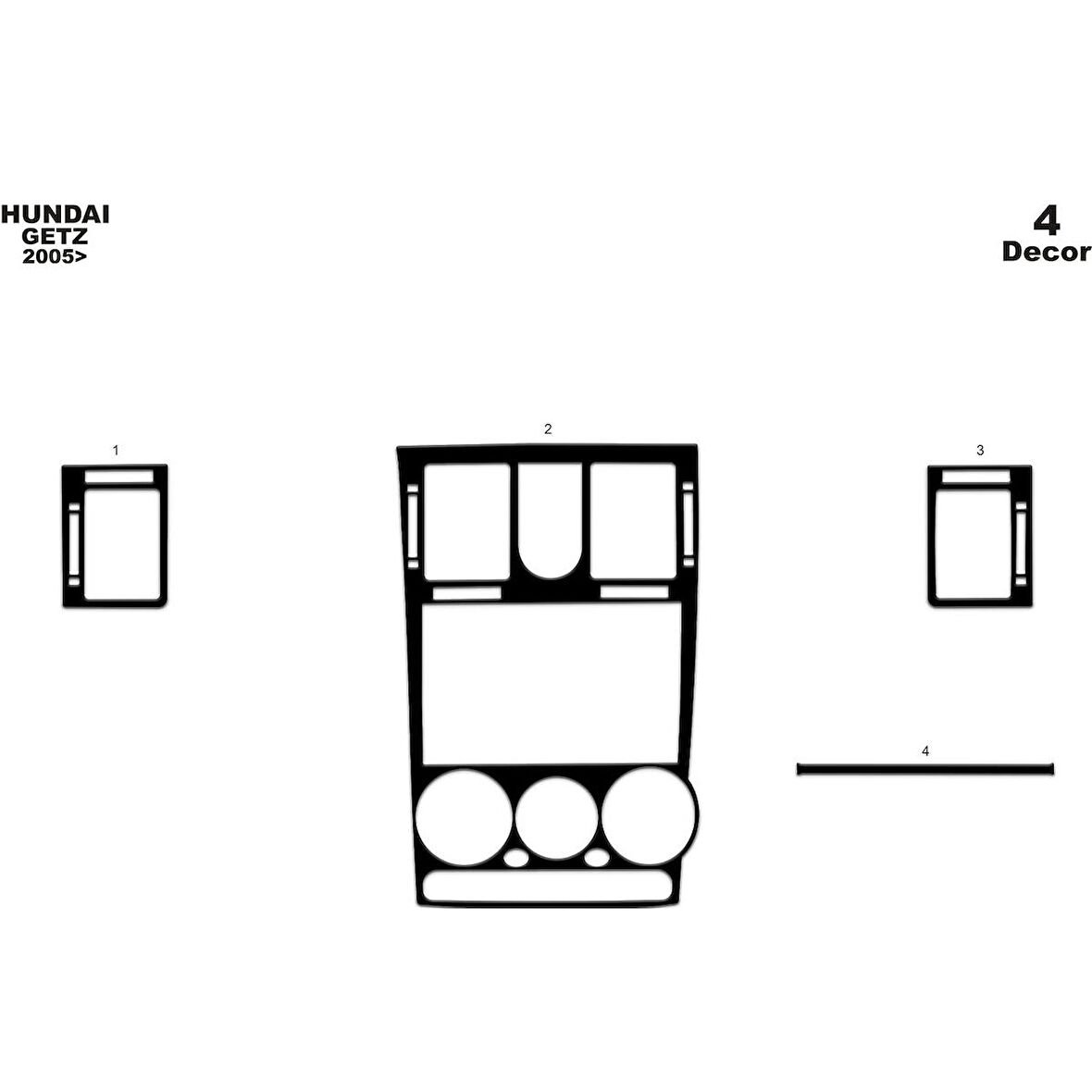 Meriç® Hyundai Getz Ön Torpido Kaplama 4 Parça 2005-2010