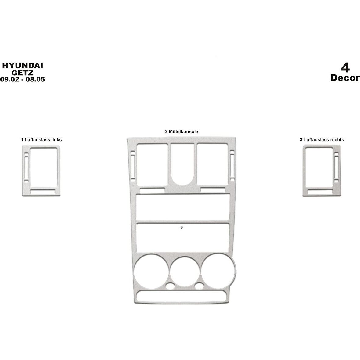 Meriç® Hyundai Getz Ön Torpido Kaplama 4 Parça 2002-2005