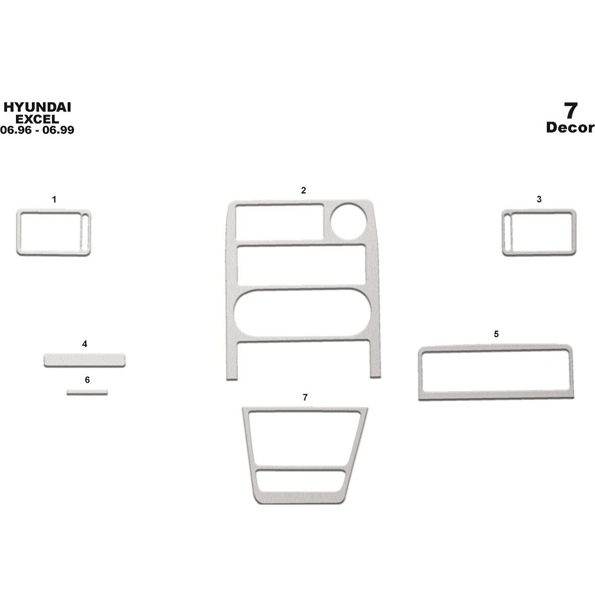 Meriç® Hyundai Excel Ön Torpido Kaplama 7 Parça 1991-1994