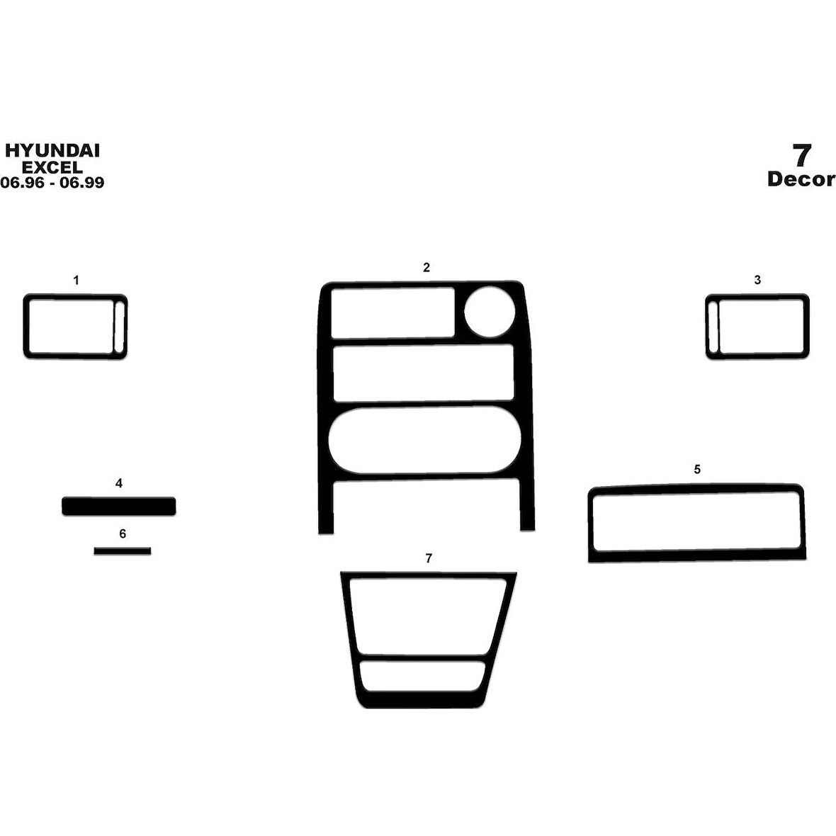 Meriç® Hyundai Excel Ön Torpido Kaplama 7 Parça 1991-1994