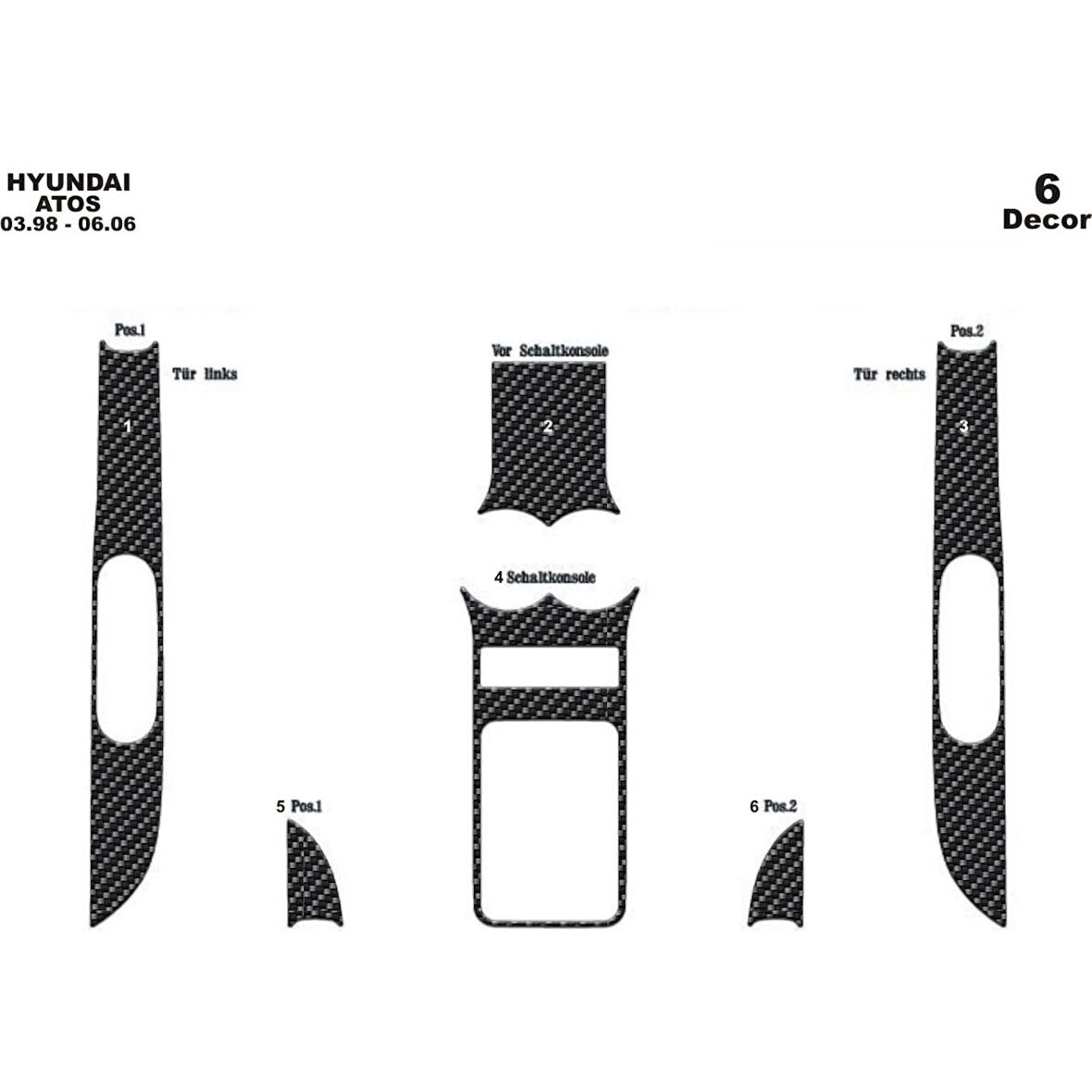Meriç® Hyundai Atos Ön Torpido Kaplama 6 Parça 1998-2006