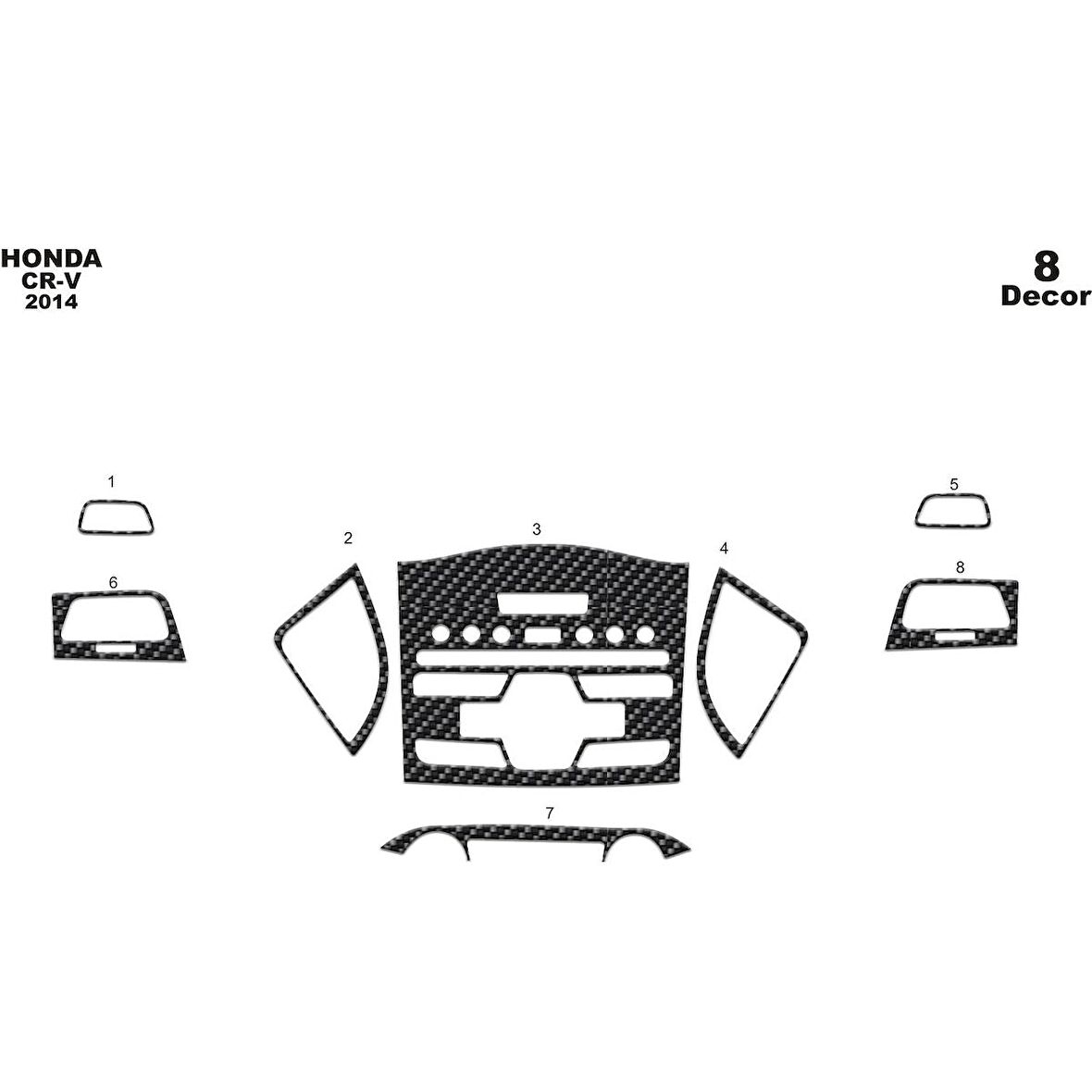 Meriç® Honda Cr-V 4X4 Ön Torpido Kaplama 8 Parça 2014-›