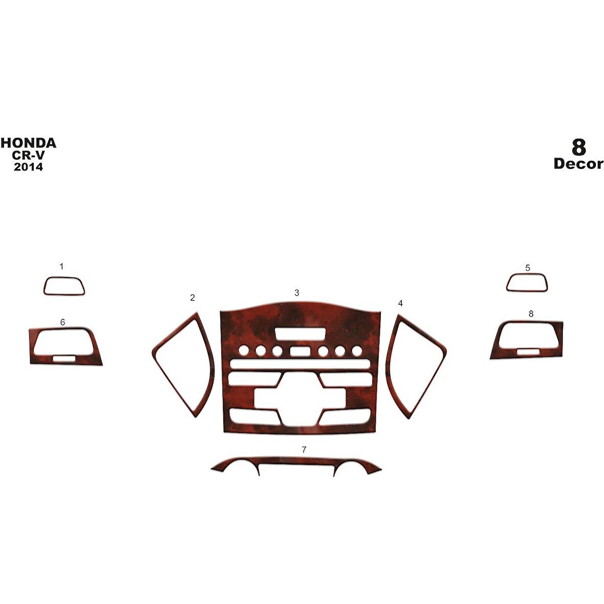 Meriç® Honda Cr-V 4X4 Ön Torpido Kaplama 8 Parça 2014-›