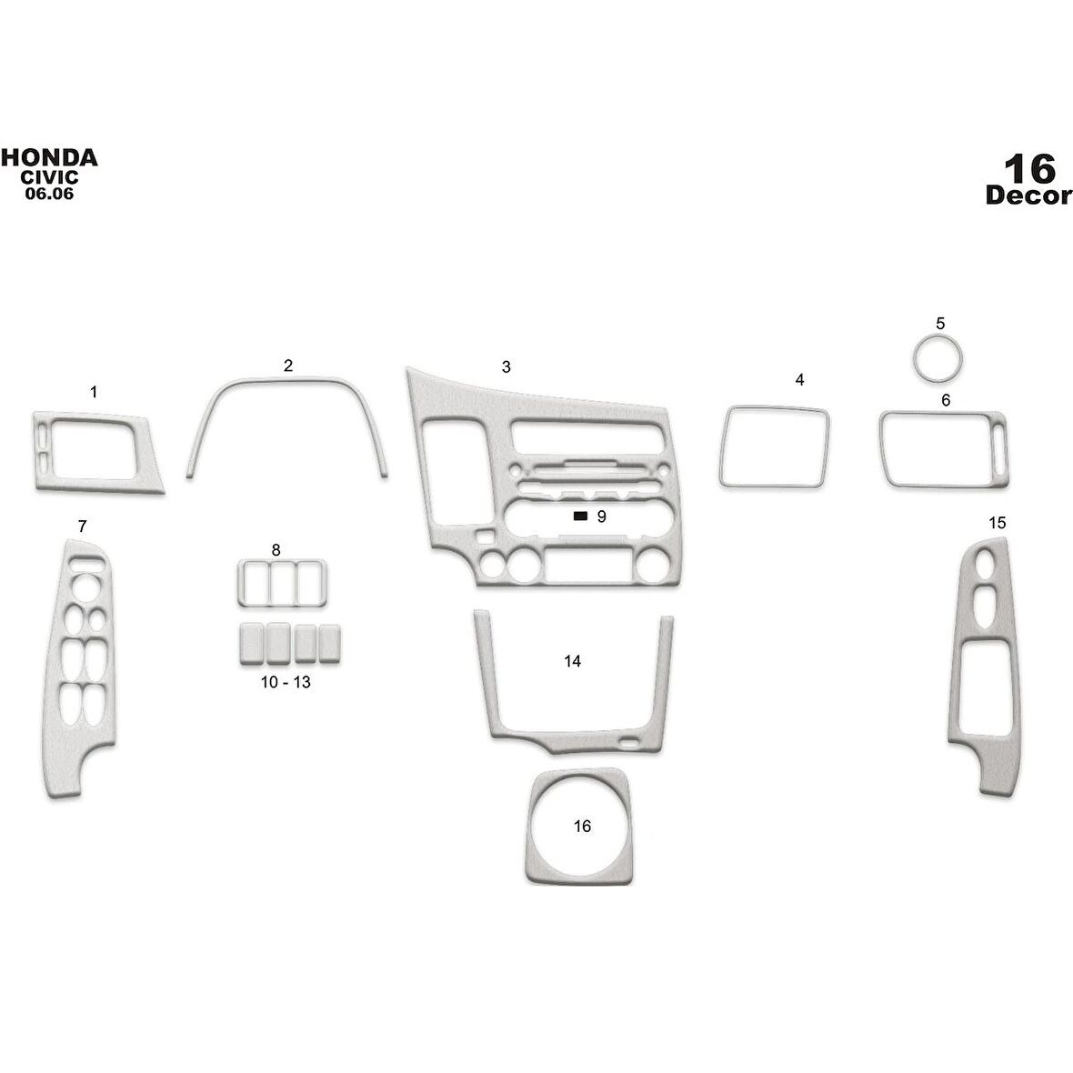 Meriç® Honda Civic Ön Torpido Kaplama 16 Parça 2006-2011