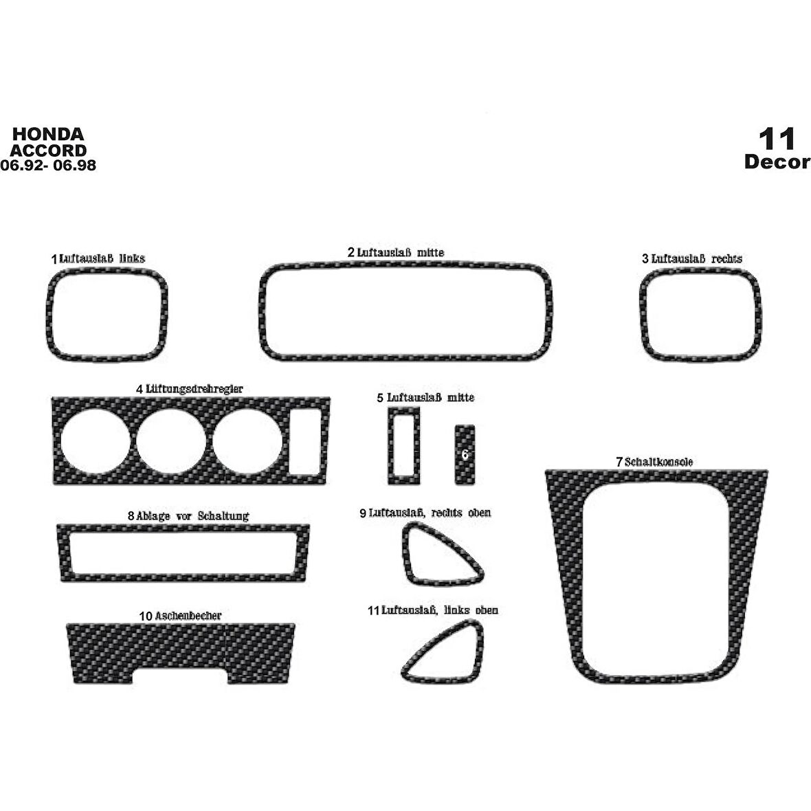 Meriç® Honda Accord Ön Torpido Kaplama 11 Parça 1992-1998