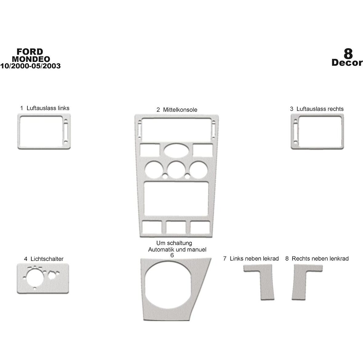 Meriç® Ford Mondeo Ön Torpido Kaplama 8 Parça 2000-2003