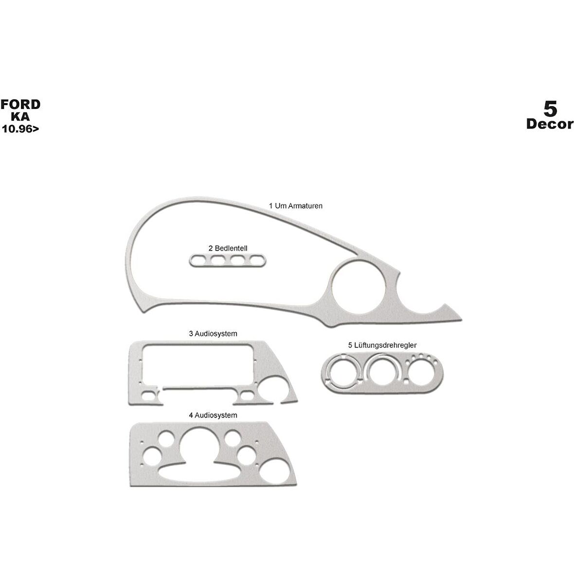 Meriç® Ford Ka Ön Torpido Kaplama 5 Parça 1996-2002
