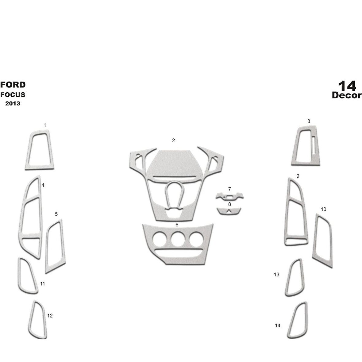 Meriç® Ford Focus Ön Torpido Kaplama 14 Parça 2013-2016