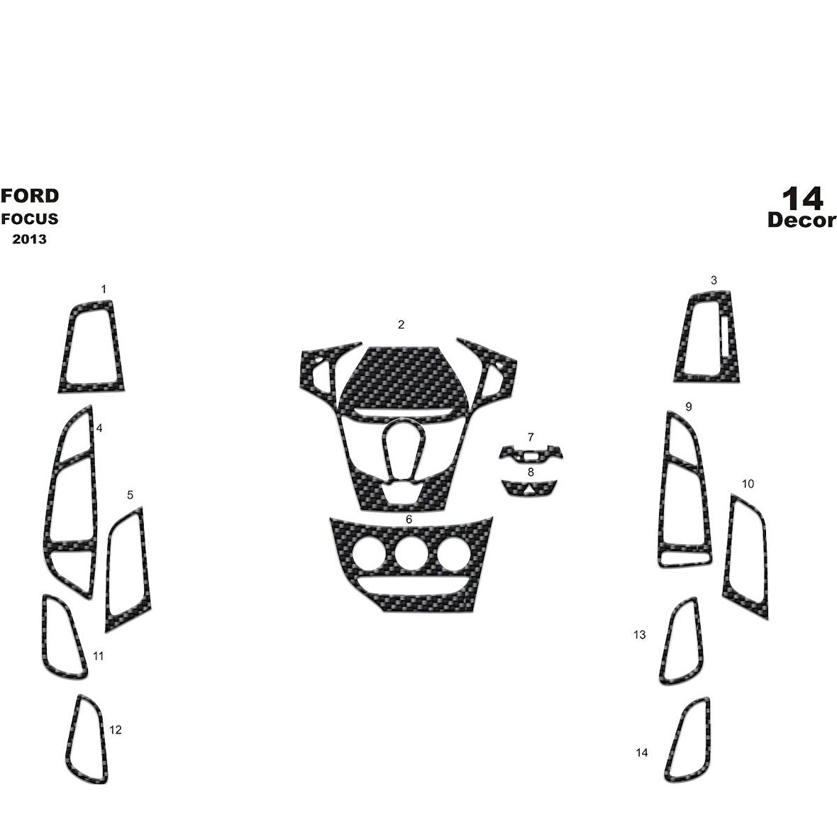 Meriç® Ford Focus Ön Torpido Kaplama 14 Parça 2013-2016