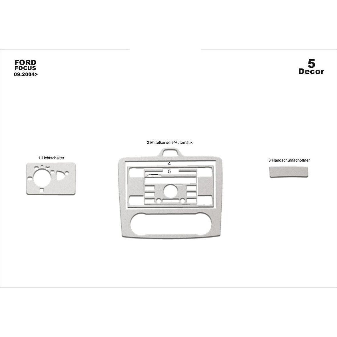 Meriç® Ford Focus Ön Torpido Kaplama 5 Parça 2004-2012