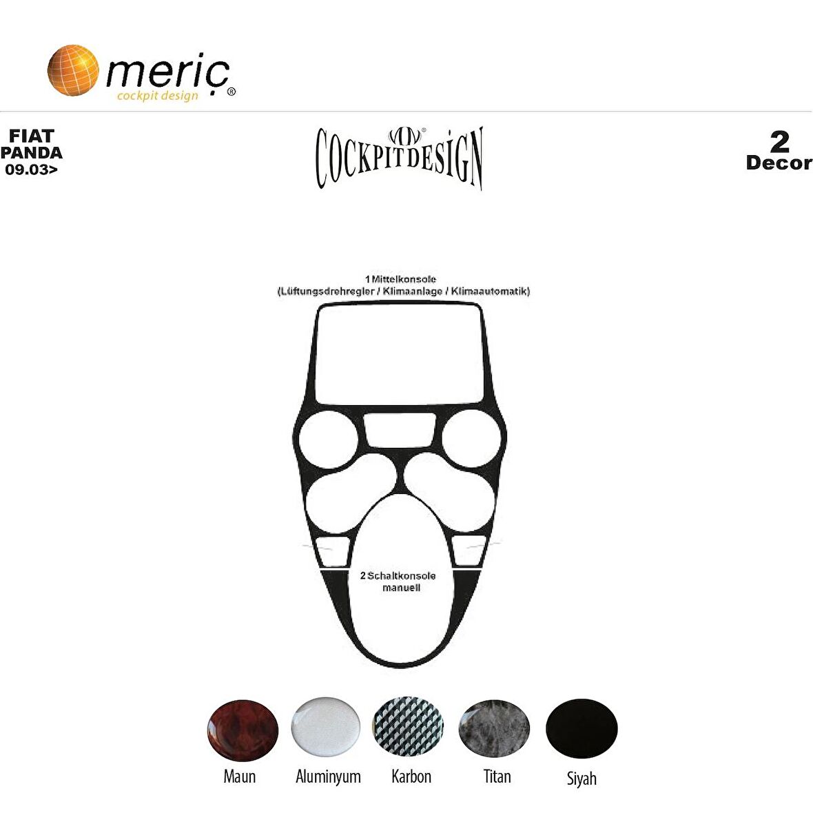 Meriç® Fiat Panda Ön Torpido Kaplama 2 Parça 2003-2009