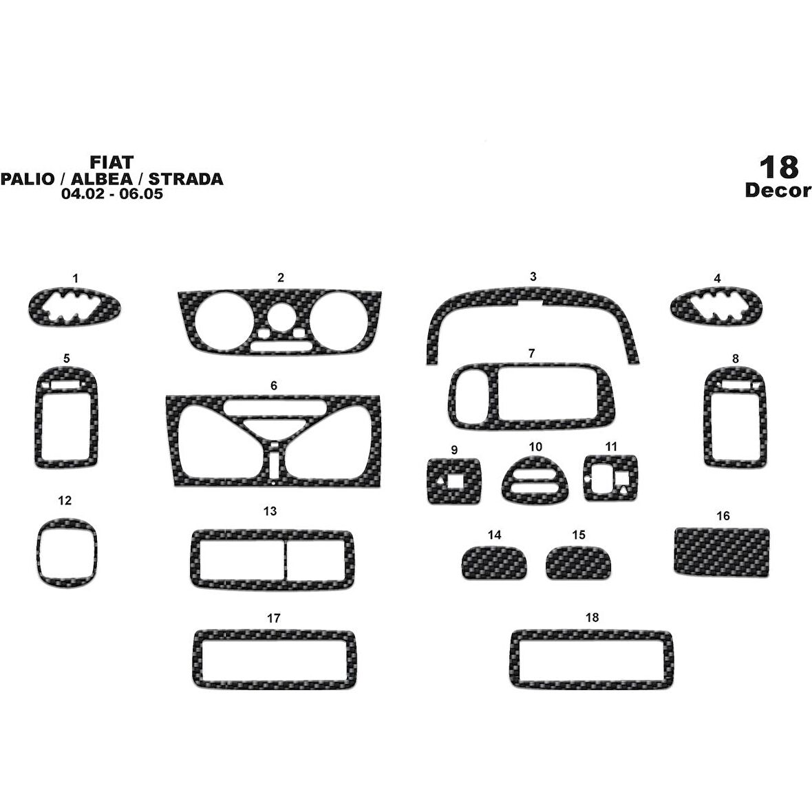 Meriç® Fiat Palio/Albea/Strada Ön Torpido Kaplama 18 P. 2002-2005