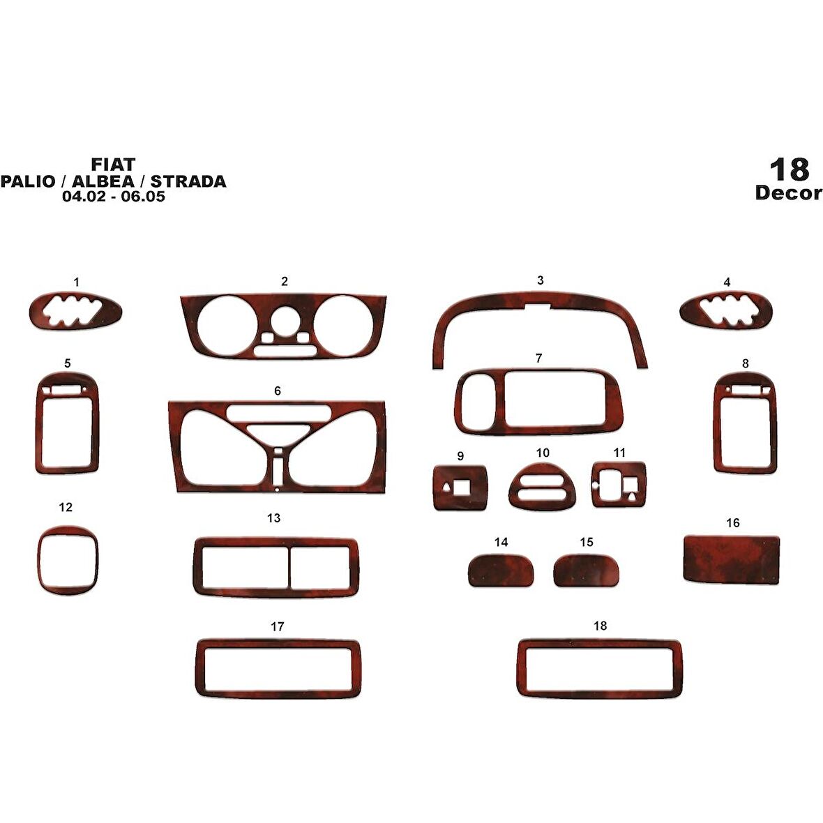 Meriç® Fiat Palio/Albea/Strada Ön Torpido Kaplama 18 P. 2002-2005