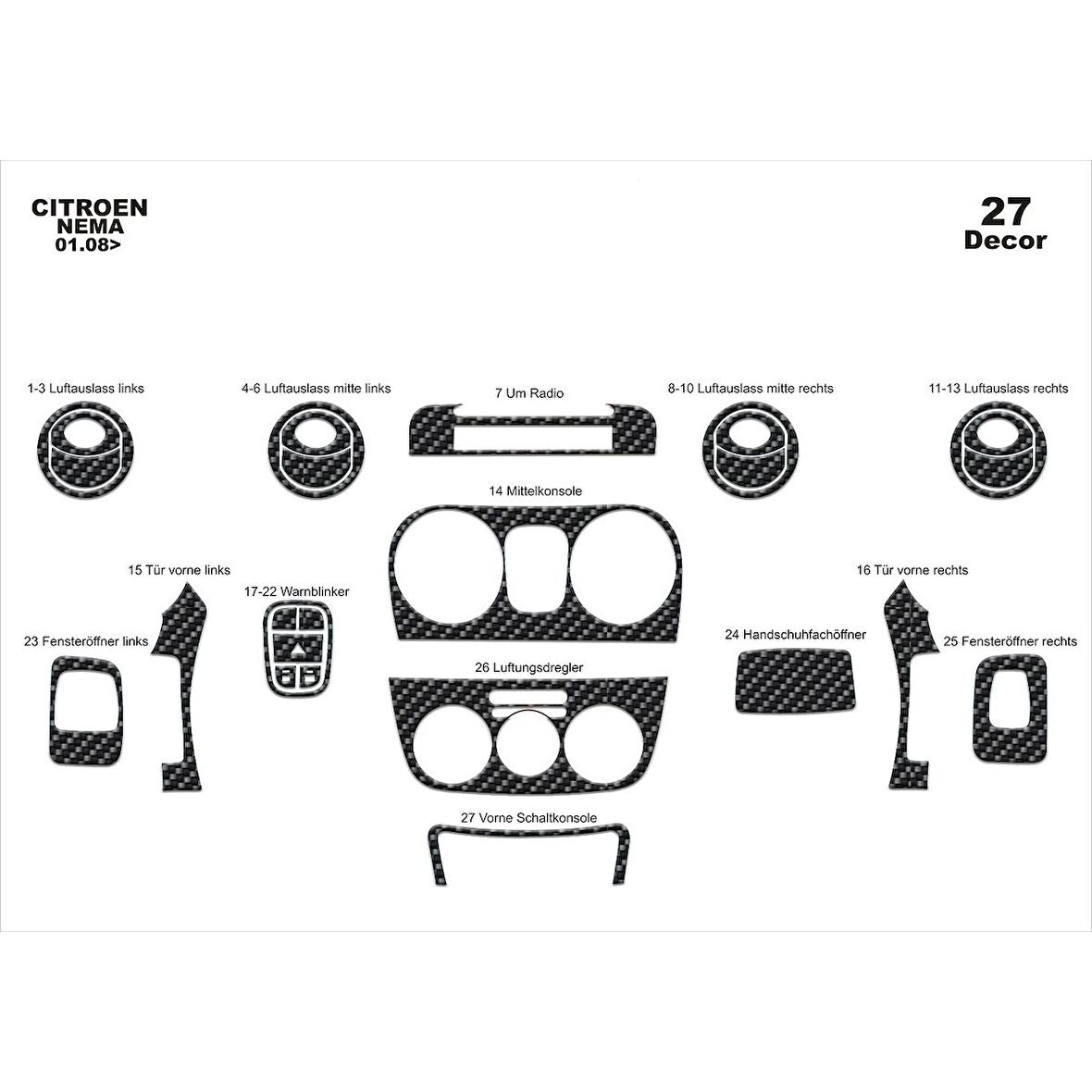 Meriç® Citroen Nemo Ön Torpido Kaplama 27 Parça 2008-›