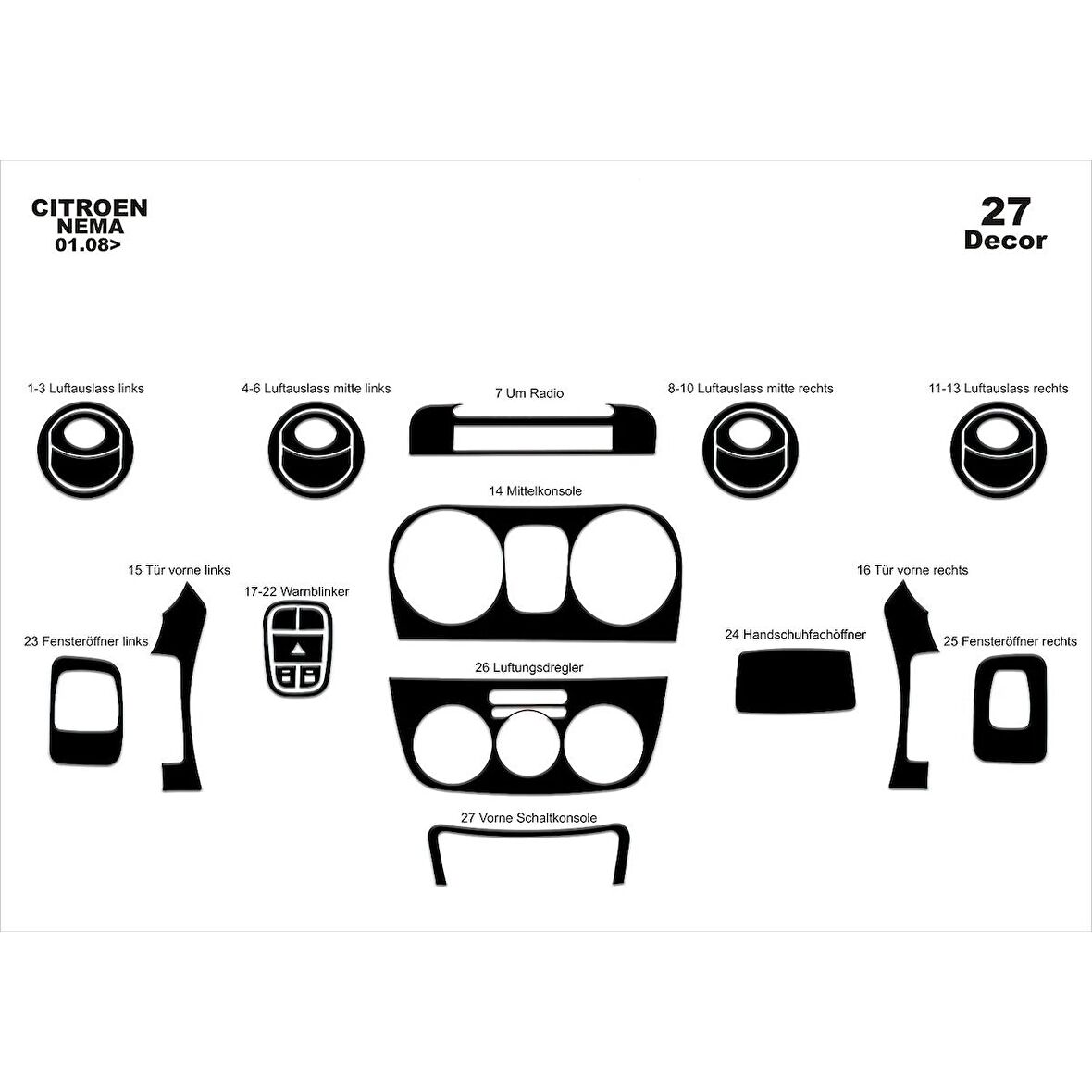Meriç® Citroen Nemo Ön Torpido Kaplama 27 Parça 2008-›