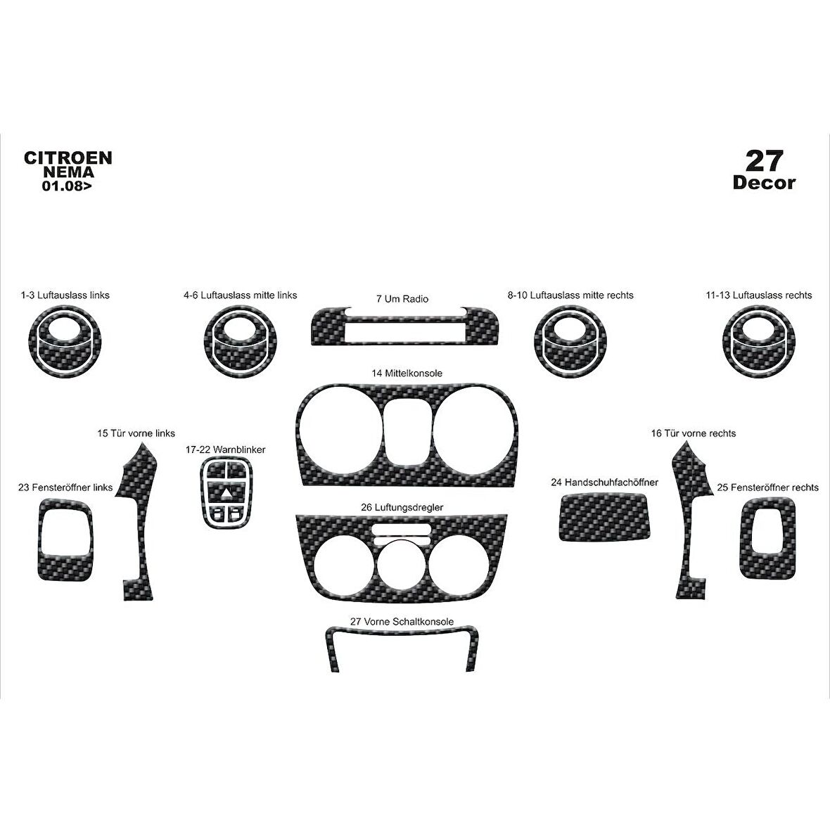 Meriç® Fiat Fiorino Ön Torpido Kaplama 27 Parça 2008-›