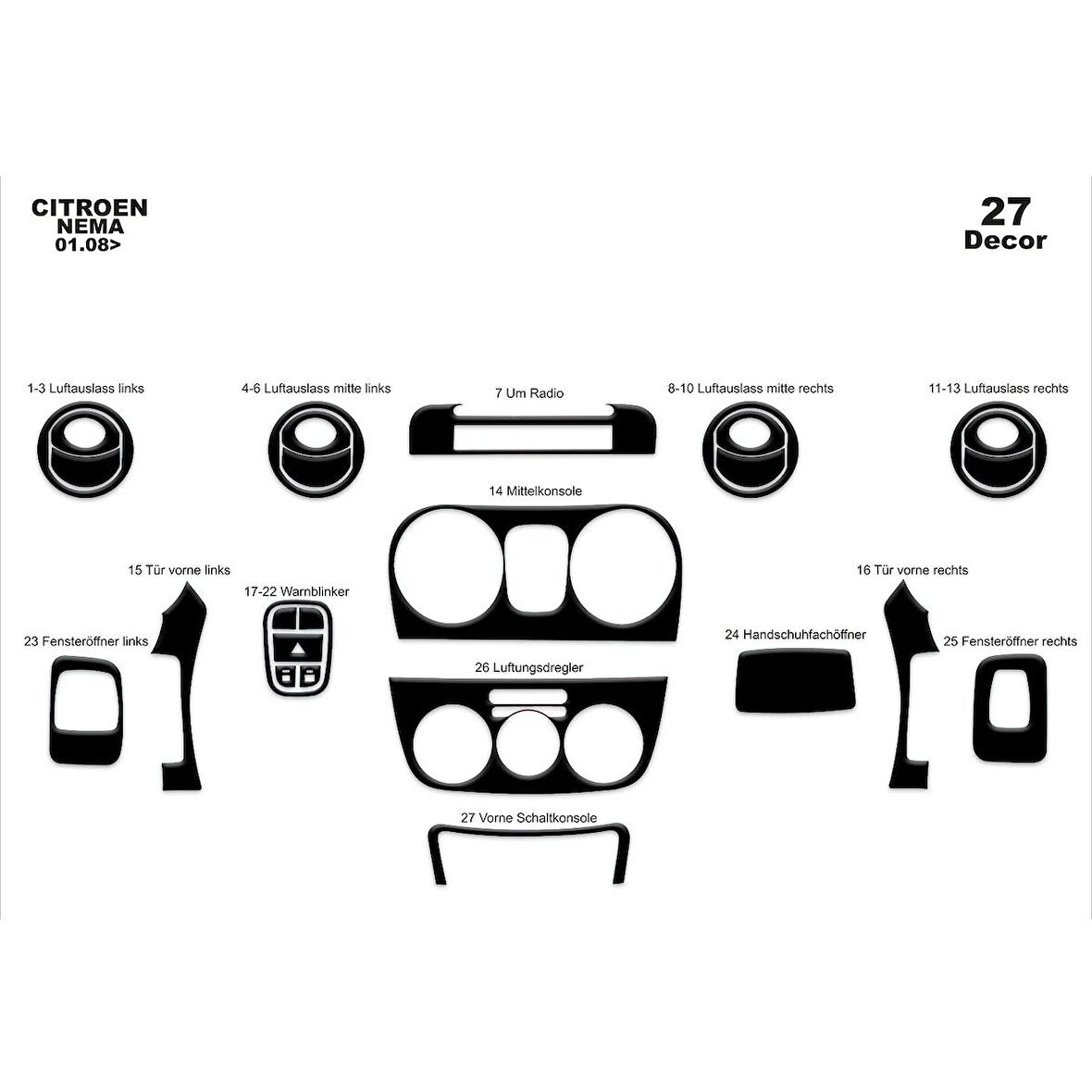 Meriç® Fiat Fiorino Ön Torpido Kaplama 27 Parça 2008-›