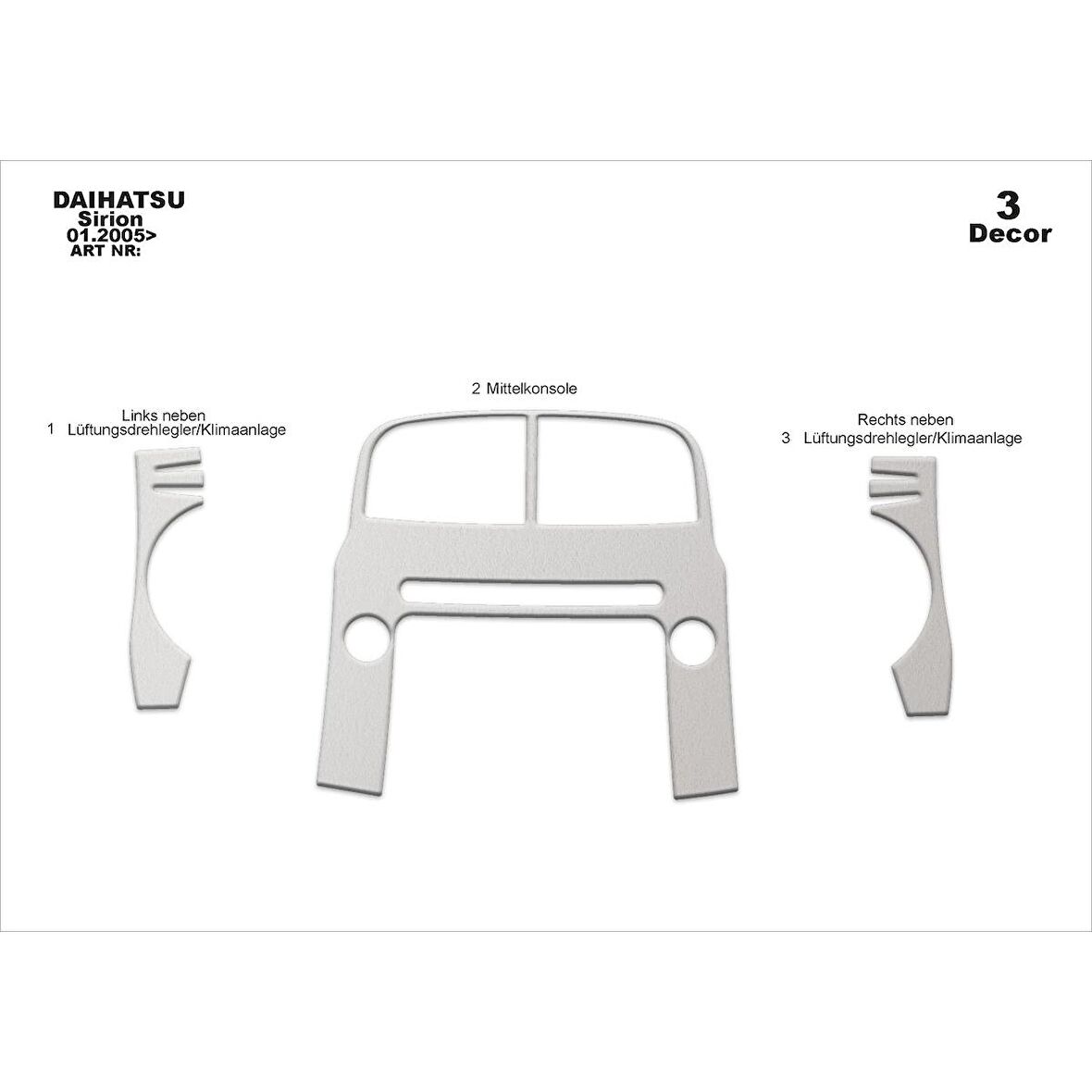 Meriç® Daihatsu Sirion Ön Torpido Kaplama 3 Parça 2005-›
