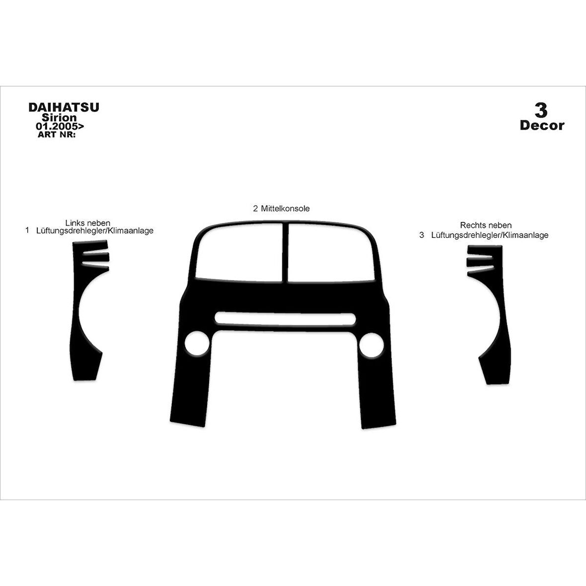 Meriç® Daihatsu Sirion Ön Torpido Kaplama 3 Parça 2005-›