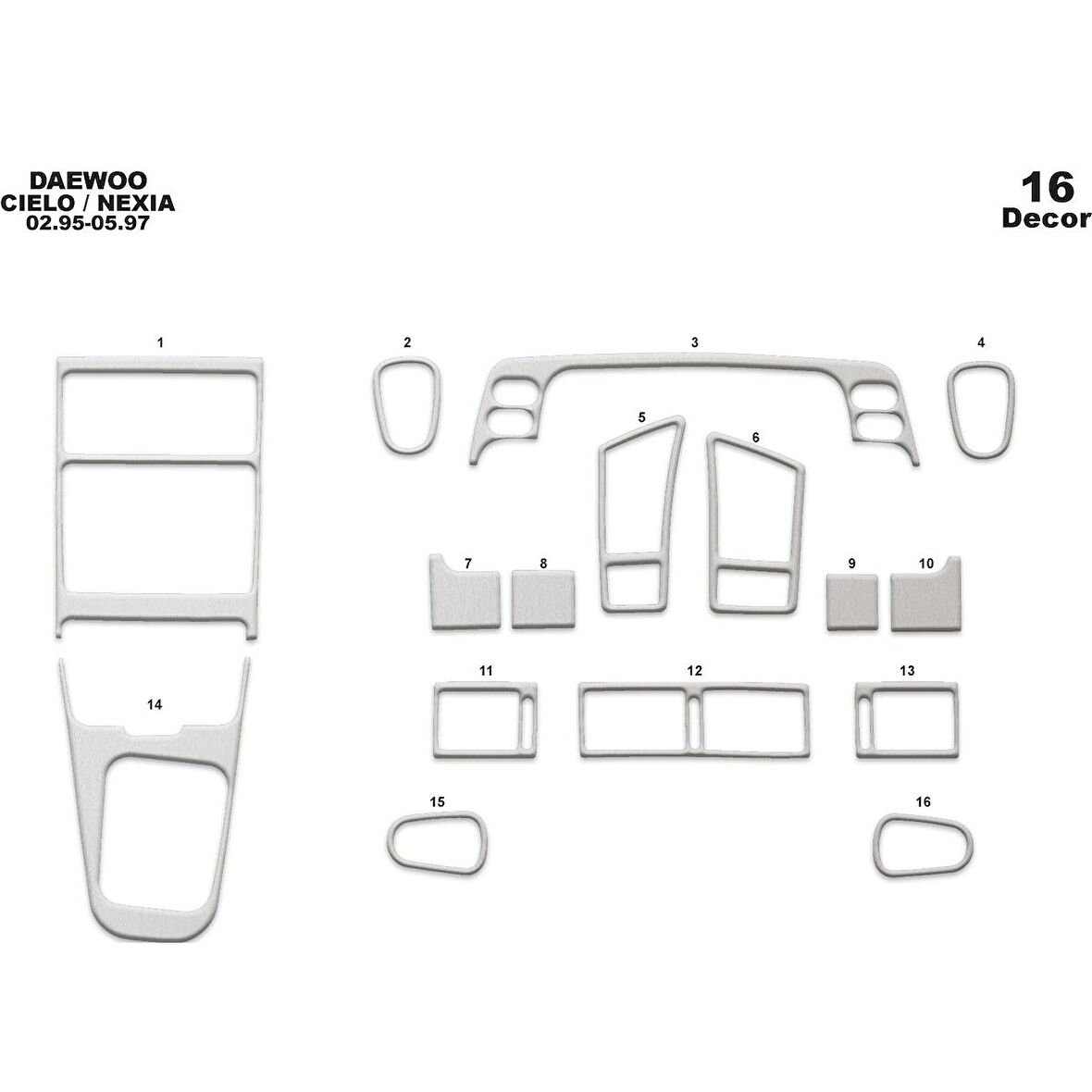 Meriç® Daewoo Cielo /Nexia Ön Torpido Kaplama 16 Parça 1995-1997
