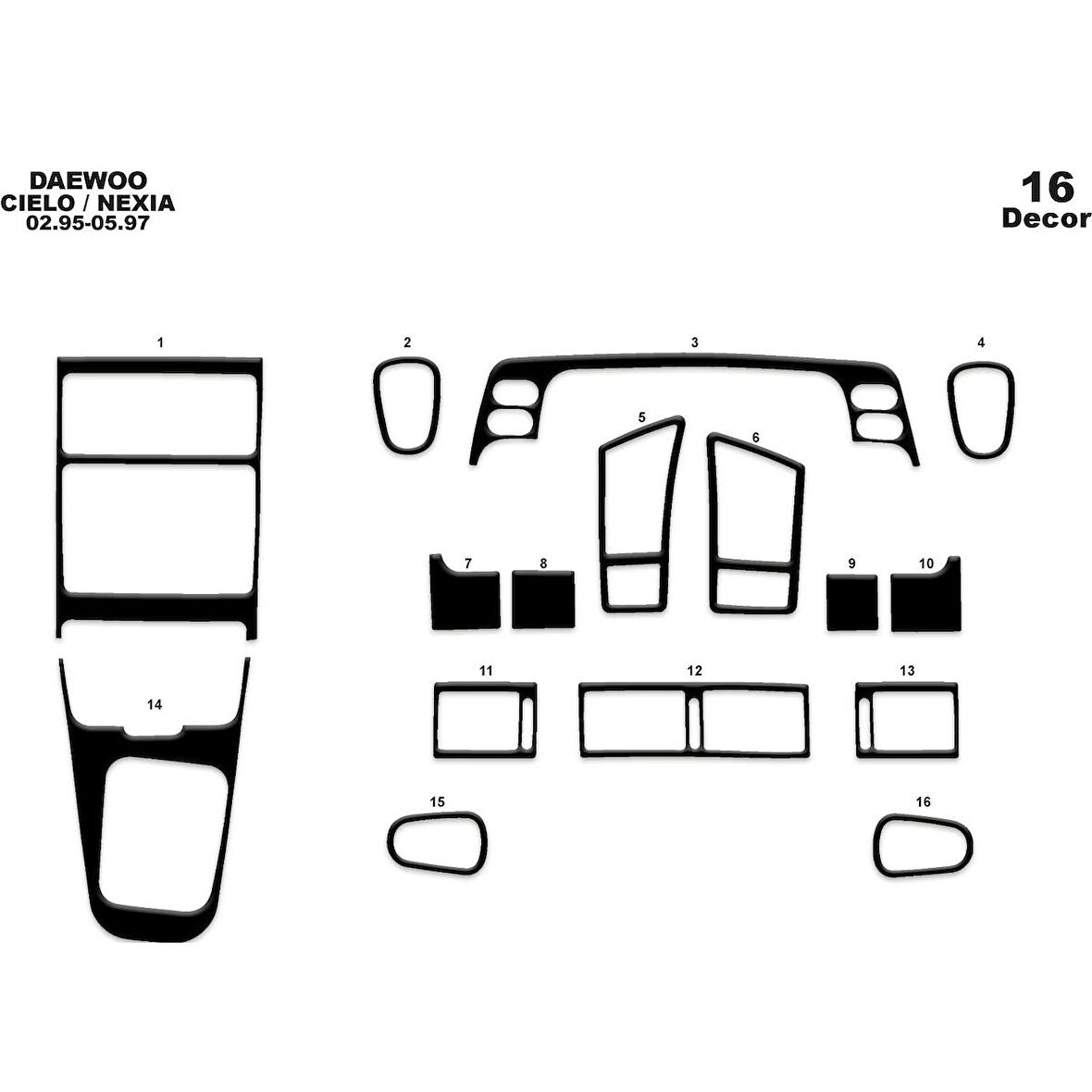Meriç® Daewoo Cielo /Nexia Ön Torpido Kaplama 16 Parça 1995-1997