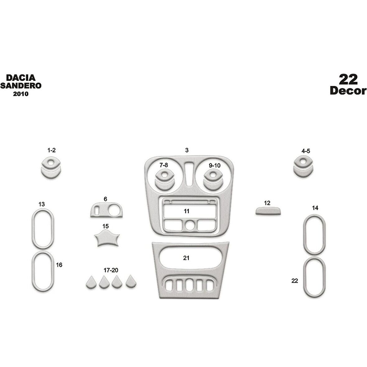 Meriç® Dacia Sandero Ön Torpido Kaplama 22 Parça 2010-›