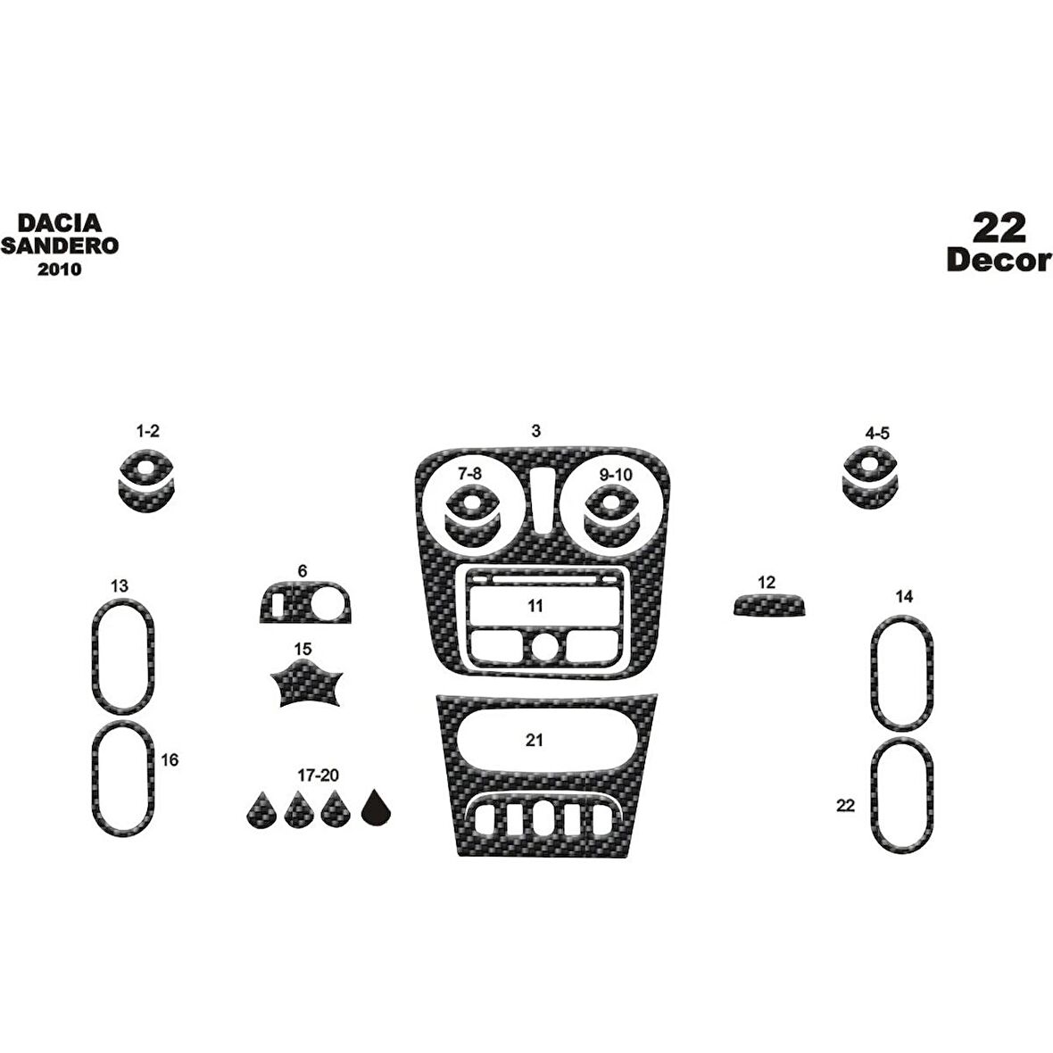 Meriç® Dacia Sandero Ön Torpido Kaplama 22 Parça 2010-›