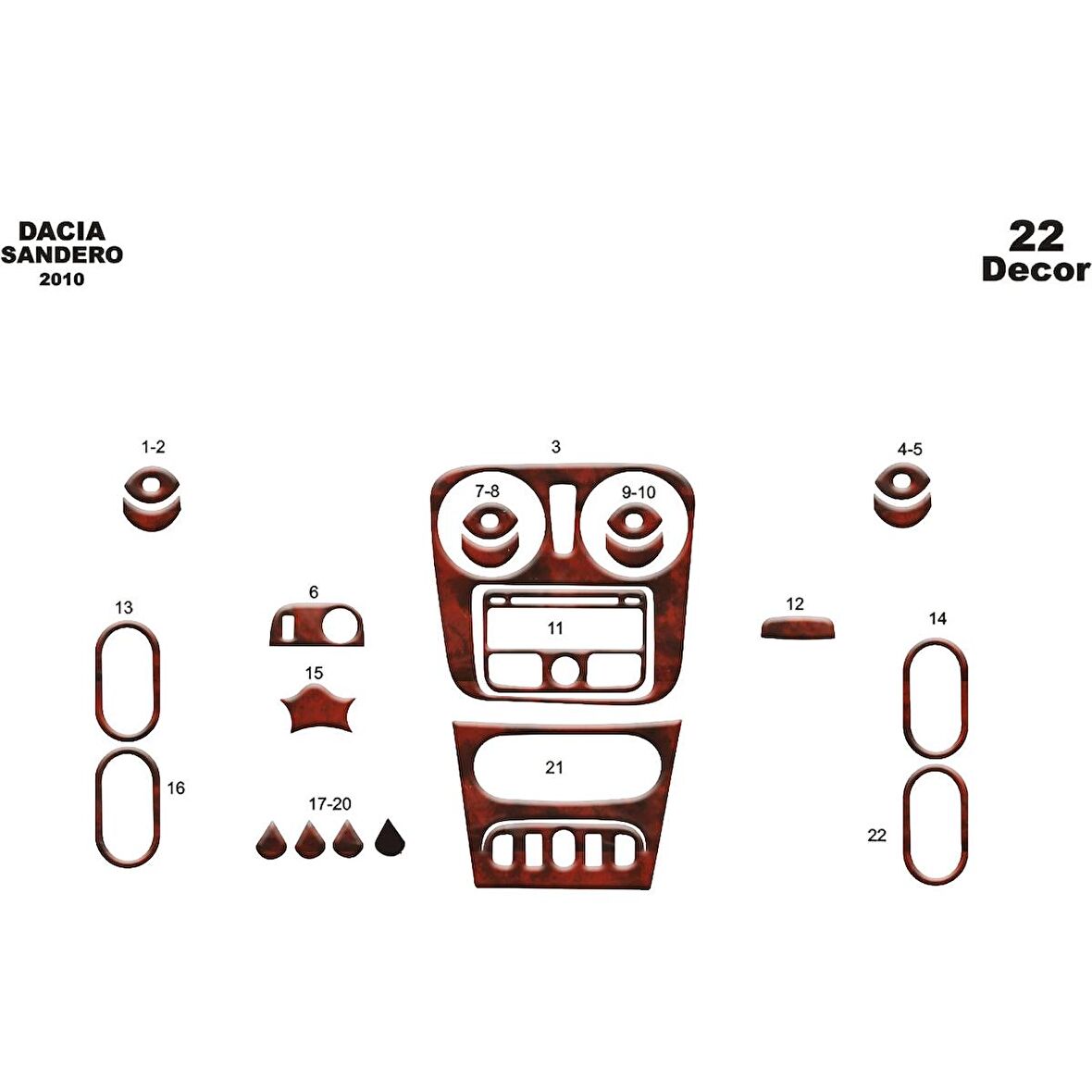 Meriç® Dacia Sandero Ön Torpido Kaplama 22 Parça 2010-›