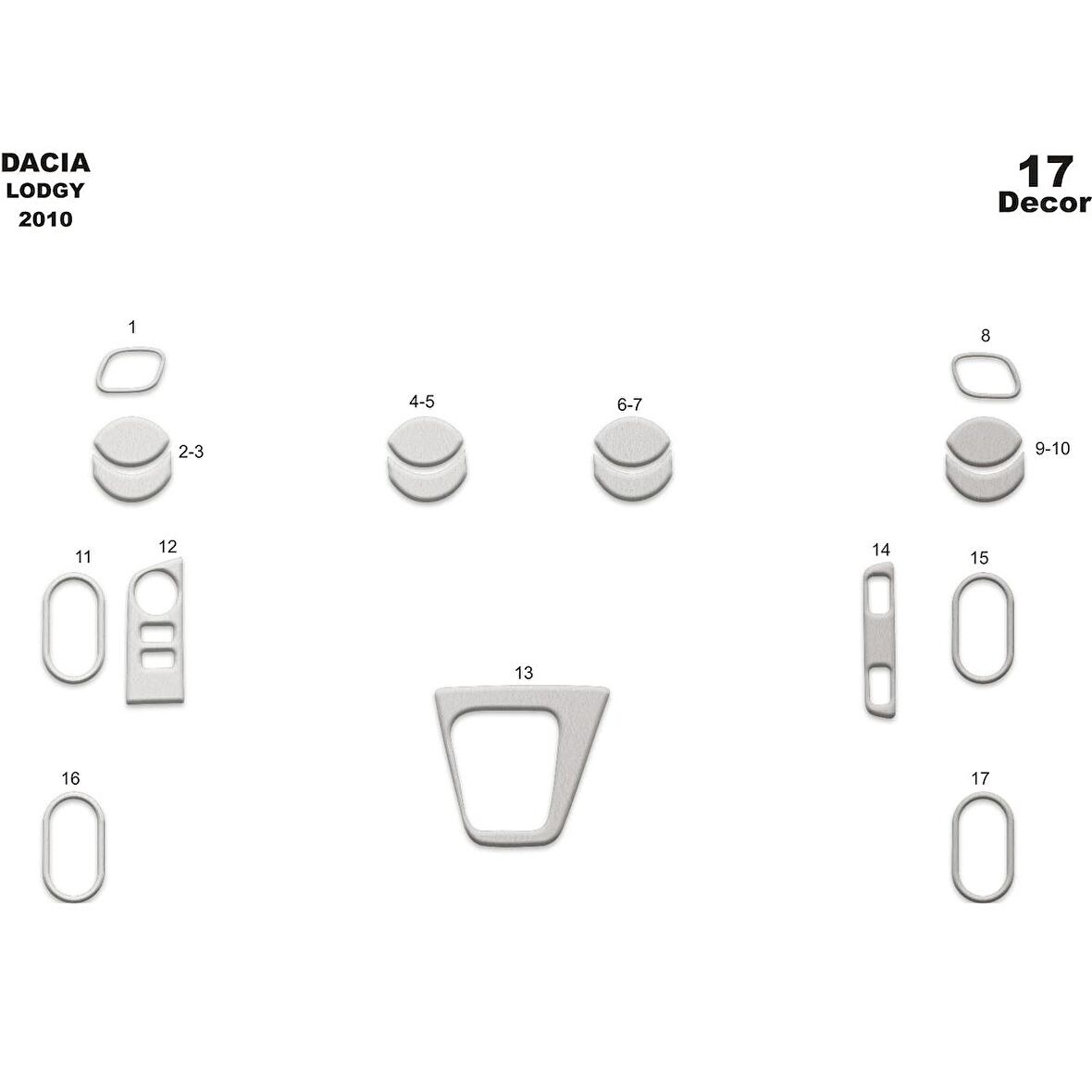 Meriç® Dacia Lodgy Ön Torpido Kaplama 17 Parça 2010-›