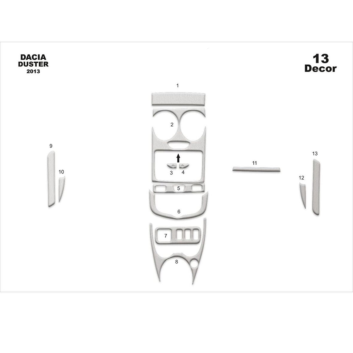 Meriç® Dacia Duster Ön Torpido Kaplama 13 Parça 2013-2016