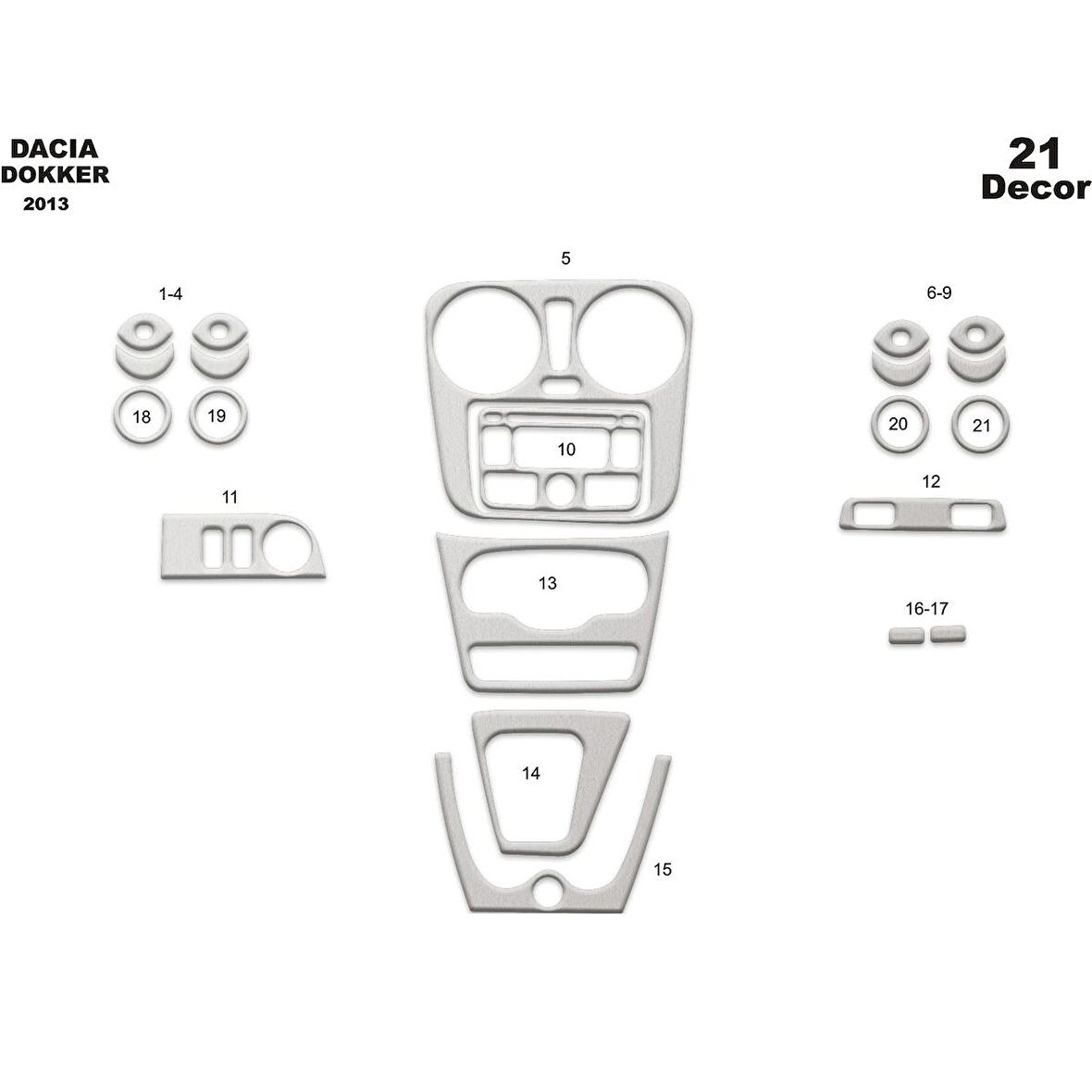 Meriç® Dacia Dokker Ön Torpido Kaplama 21 Parça 2013-›