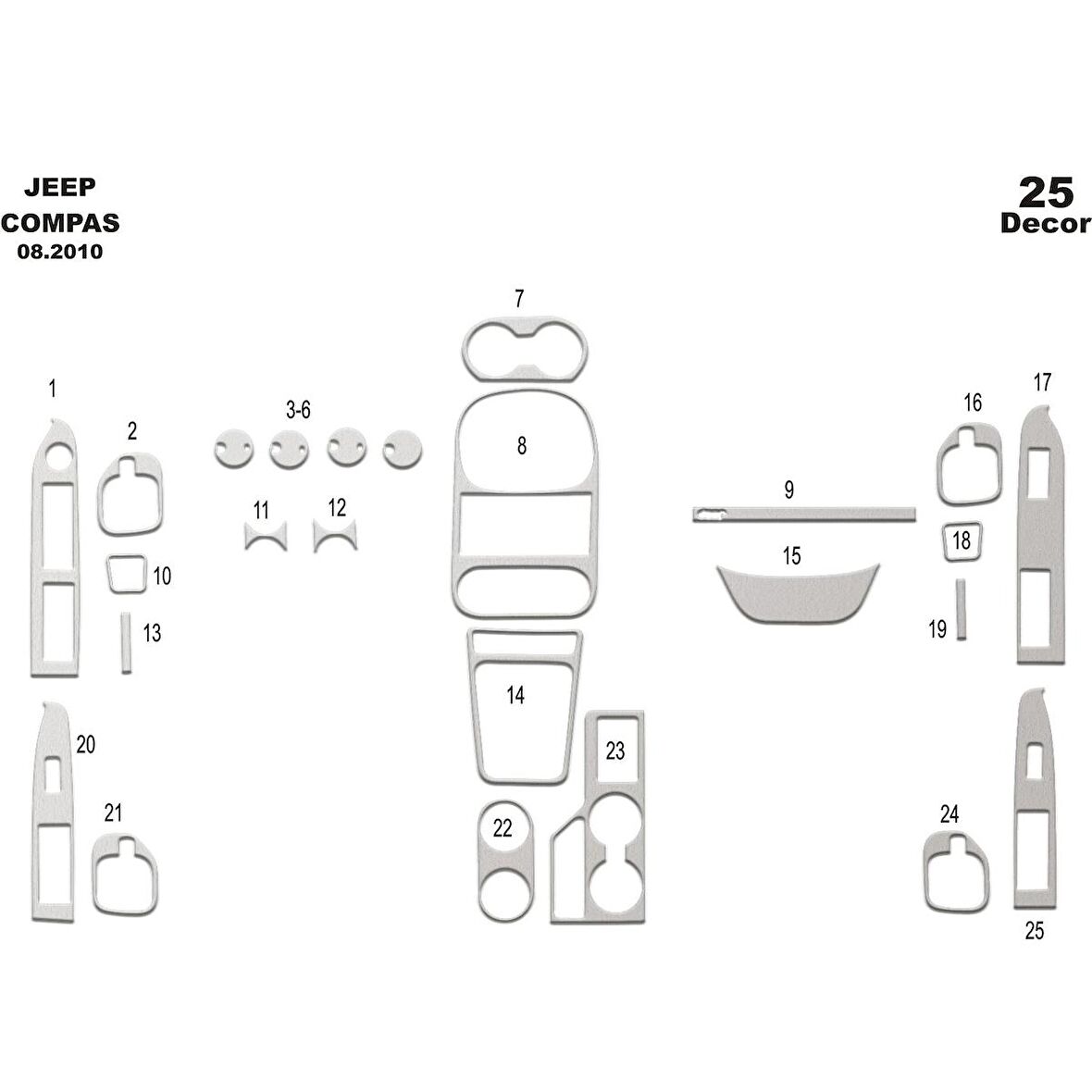 Meriç® Chrysler Compass Ön Torpido Kaplama 25 Parça 2010-2012
