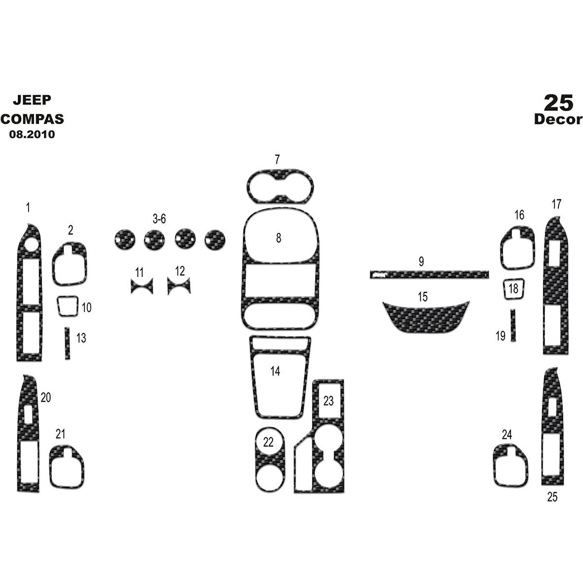 Meriç® Chrysler Compass Ön Torpido Kaplama 25 Parça 2010-2012