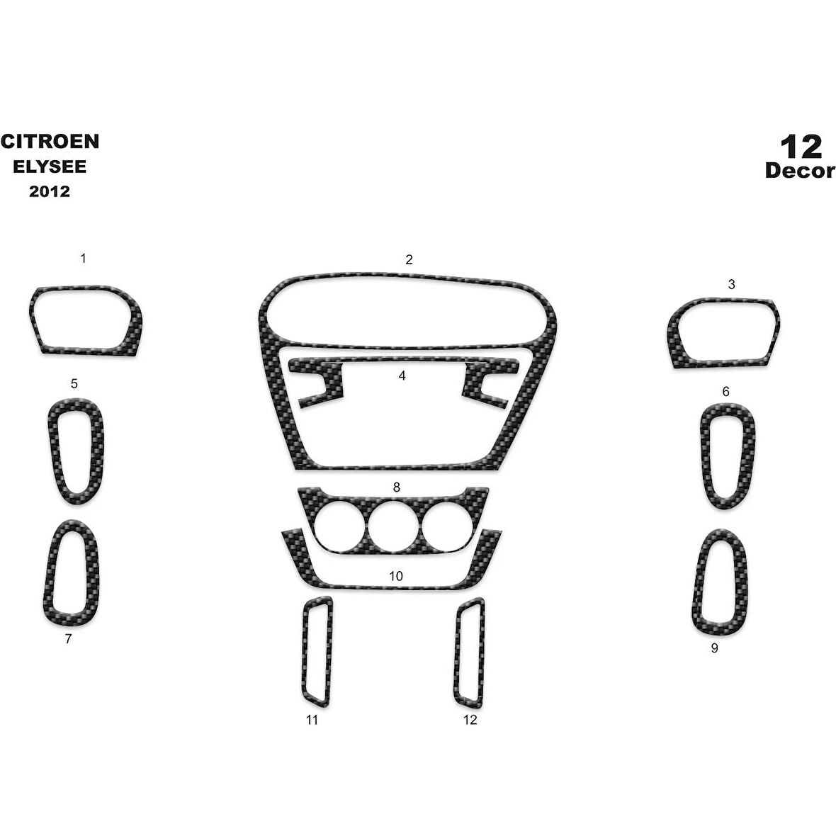 Meriç® Citroen Elysee Ön Torpido Kaplama 12 Parça 2012-›