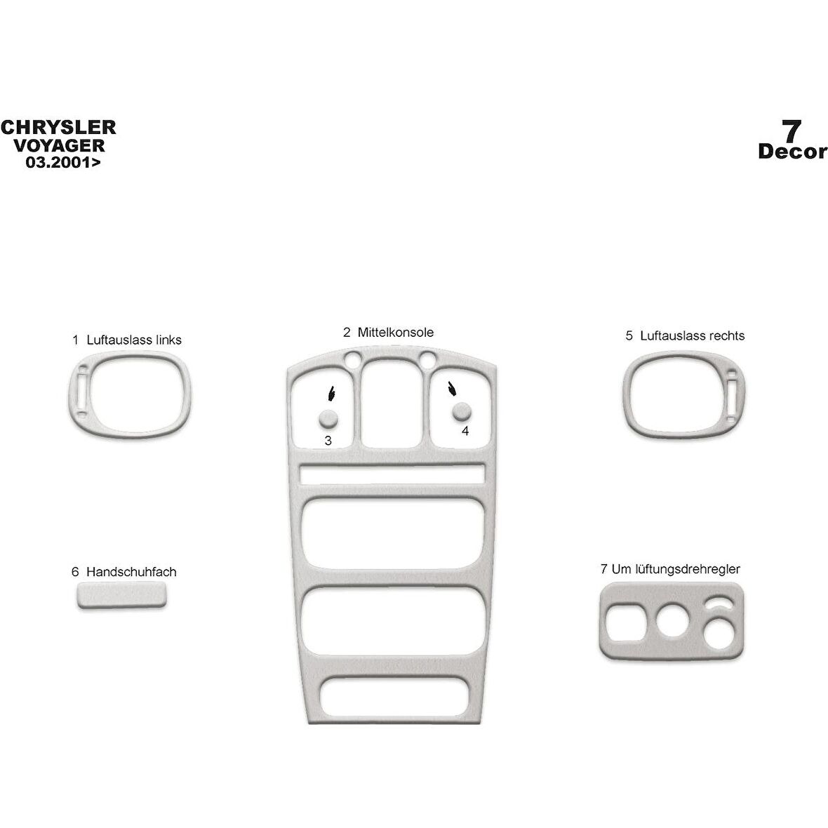 Meriç® Chrysler Voyager Ön Torpido Kaplama 7 Parça 2001-2007