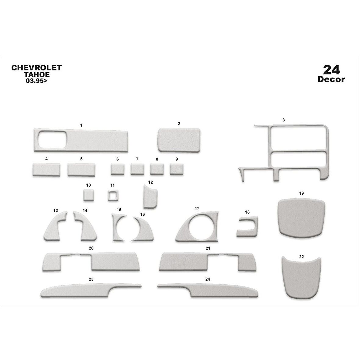 Meriç® Chevrolet Tahoe Ön Torpido Kaplama 24 Parça 1995-1999