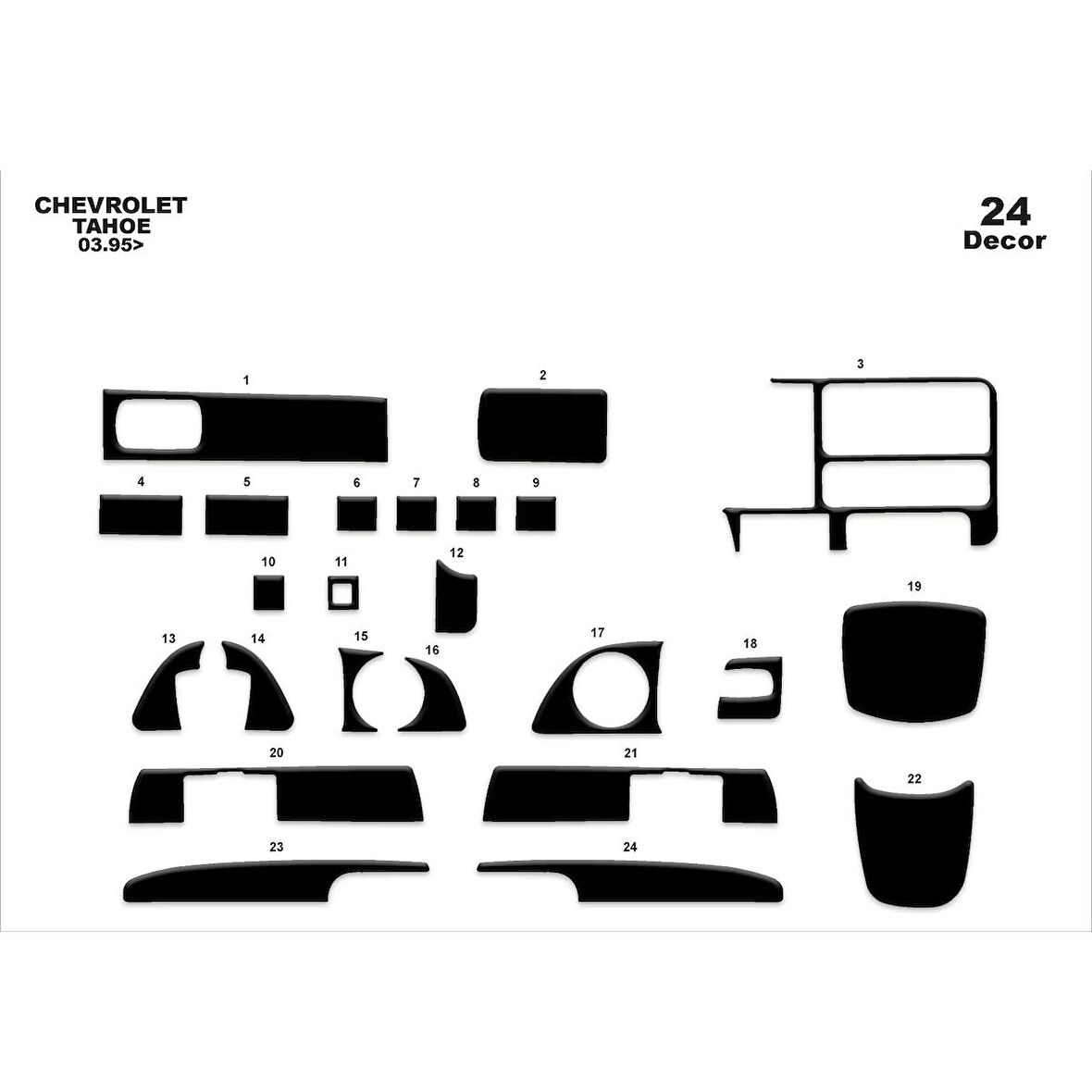Meriç® Chevrolet Tahoe Ön Torpido Kaplama 24 Parça 1995-1999
