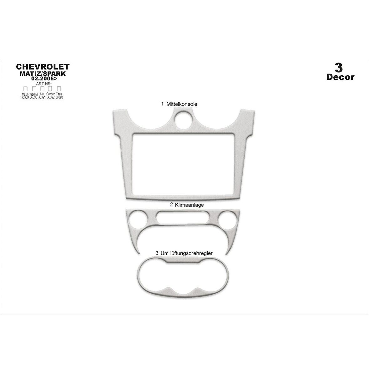 Meriç® Chevrolet Matiz Spark Ön Torpido Kaplama 3 Parça 2005-2009