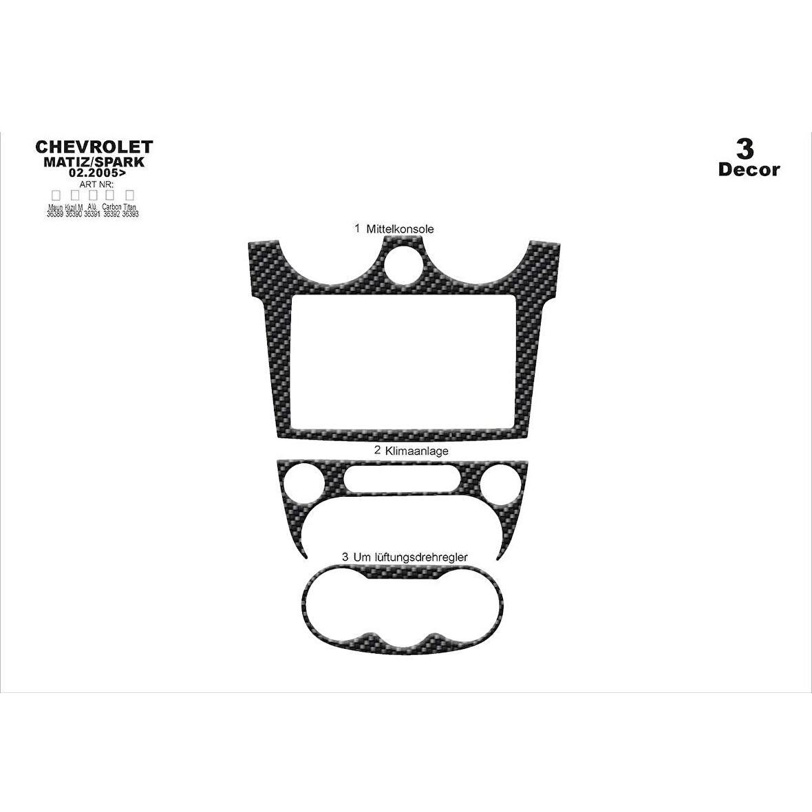 Meriç® Chevrolet Matiz Spark Ön Torpido Kaplama 3 Parça 2005-2009