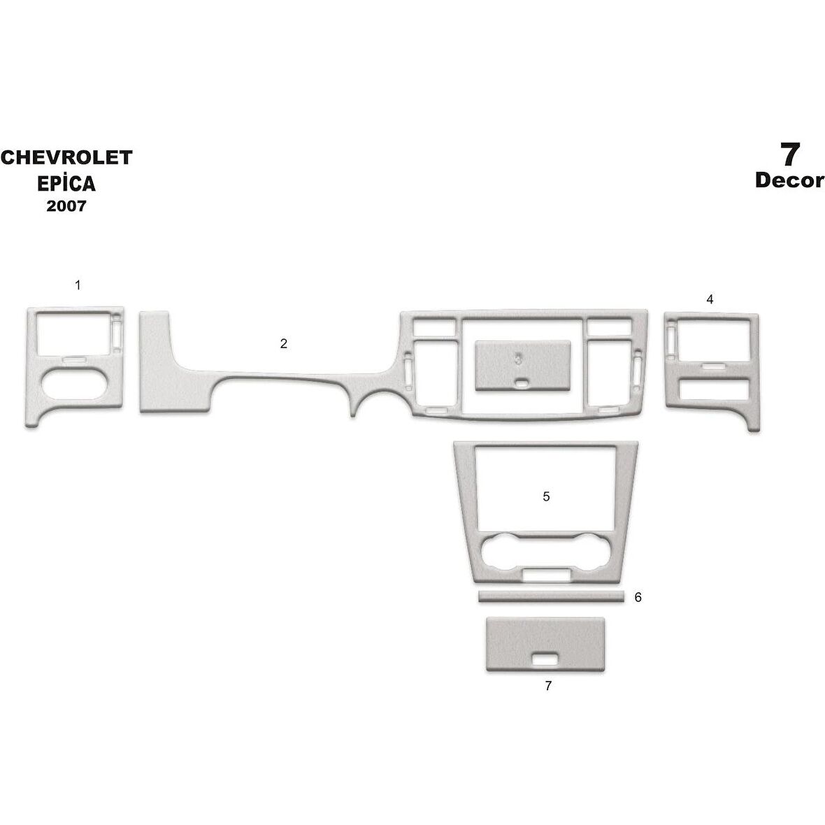 Meriç® Chevrolet Epica Ön Torpido Kaplama 7 Parça 2007-2013