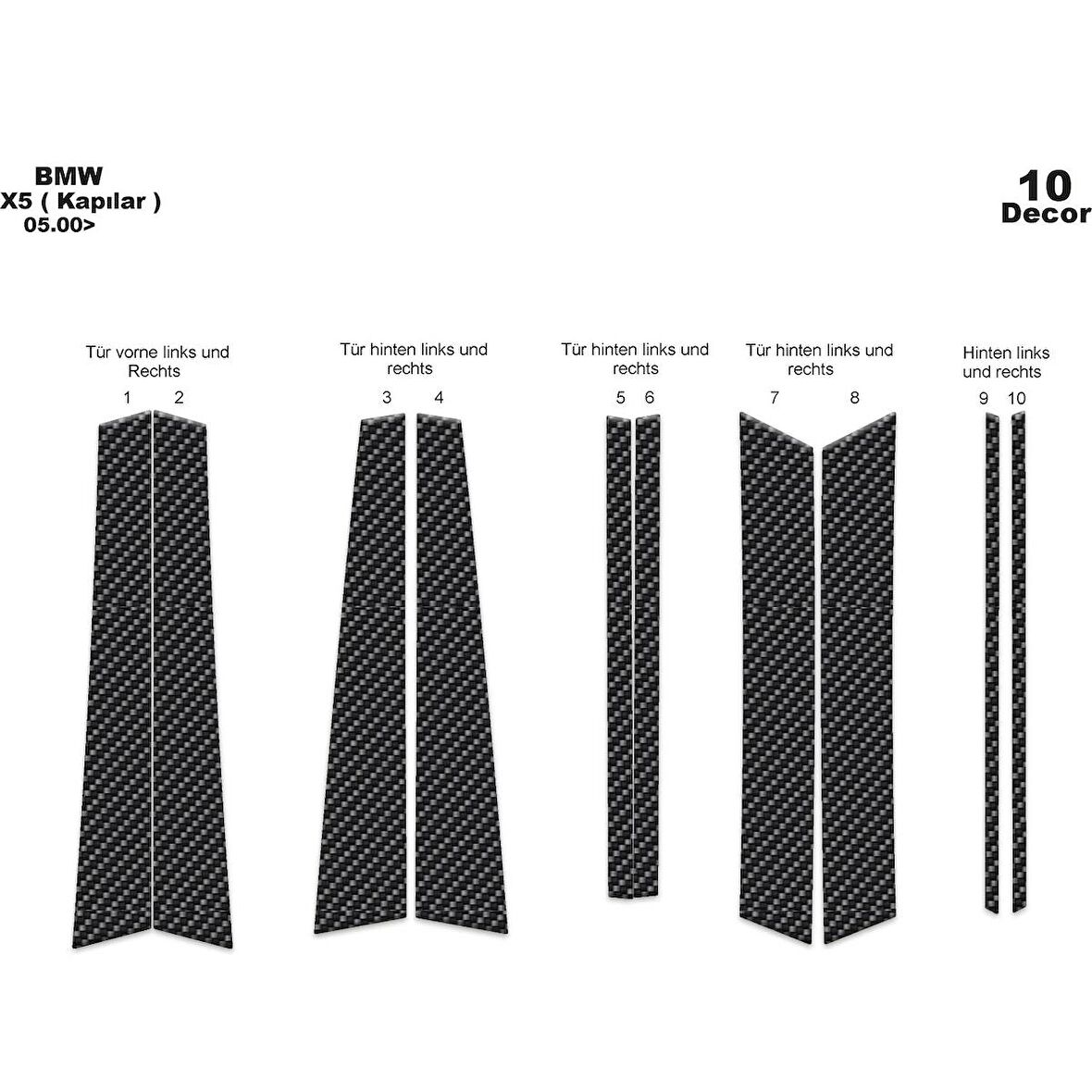 Meriç® Bmw X5 Kapı Kaplama 10 Parça 2000-2006