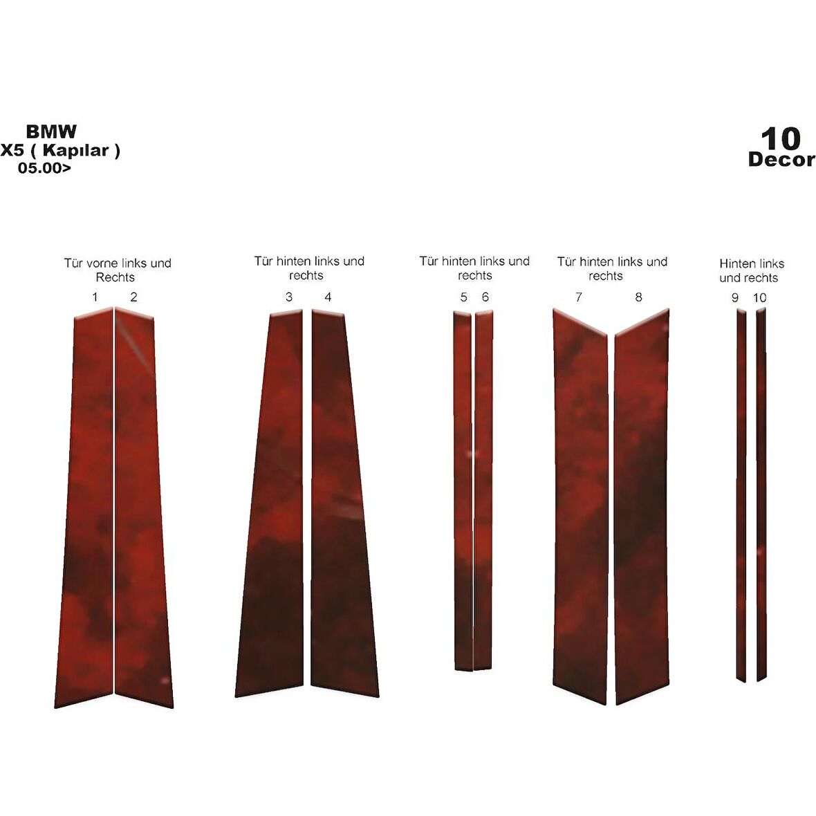 Meriç® Bmw X5 Kapı Kaplama 10 Parça 2000-2006