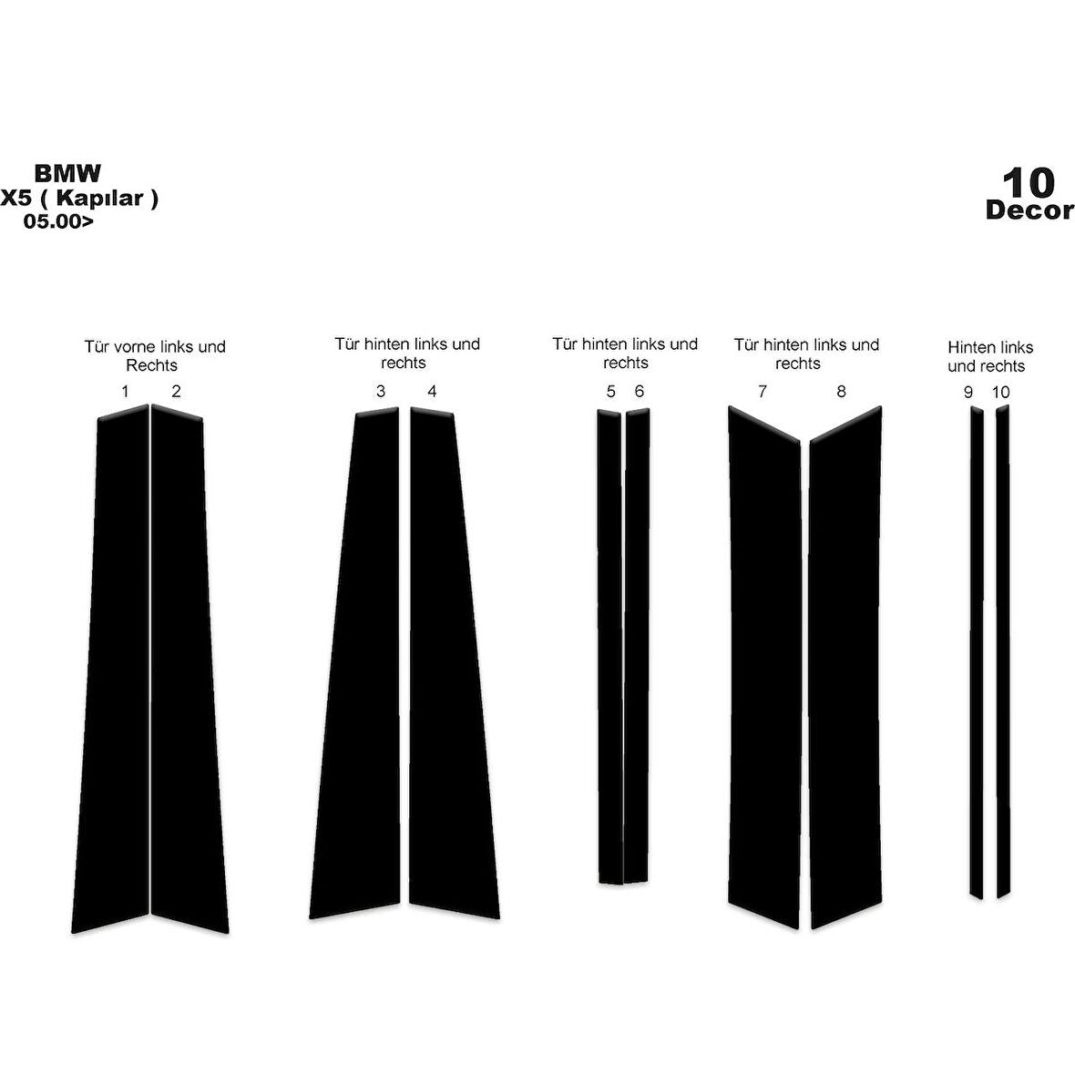 Meriç® Bmw X5 Kapı Kaplama 10 Parça 2000-2006