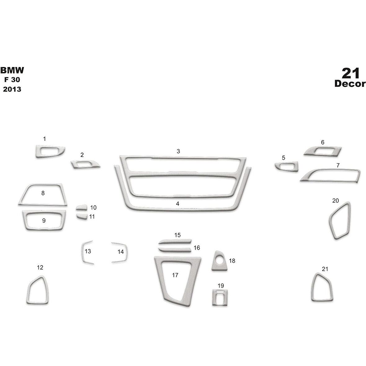 Meriç® Bmw F30 Ön Torpido Kaplama 21 Parça 2013-›
