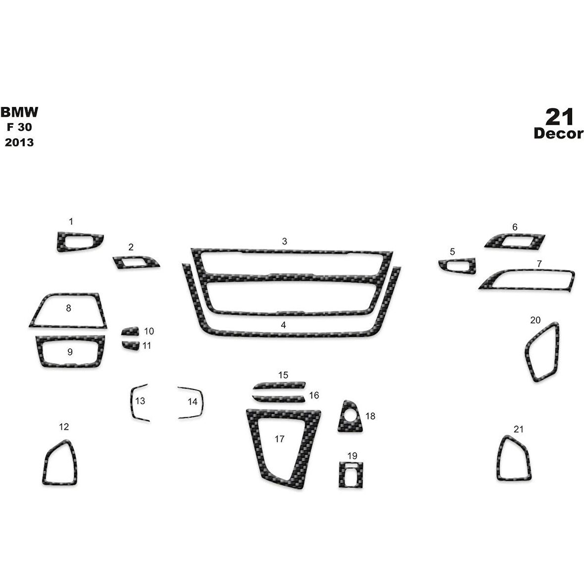 Meriç® Bmw F30 Ön Torpido Kaplama 21 Parça 2013-›