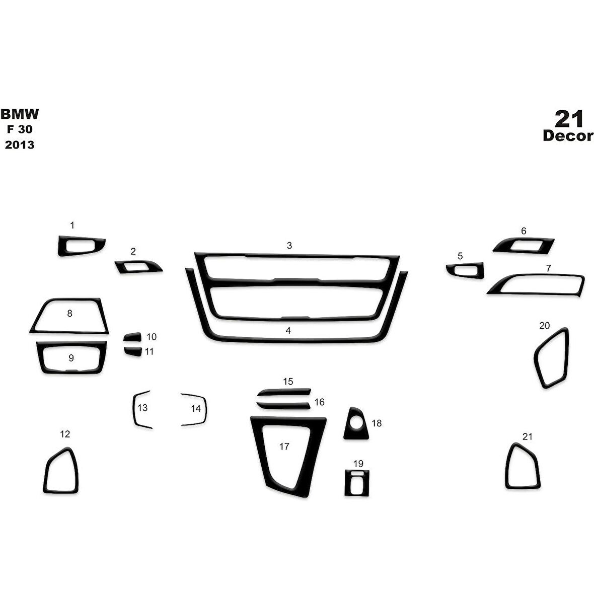 Meriç® Bmw F30 Ön Torpido Kaplama 21 Parça 2013-›