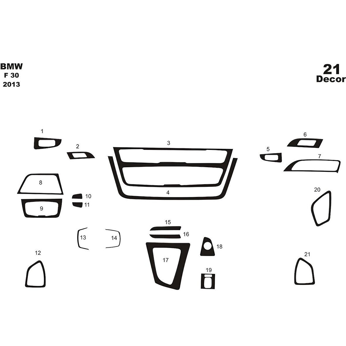 Meriç® Bmw F30 Ön Torpido Kaplama 21 Parça 2013-›
