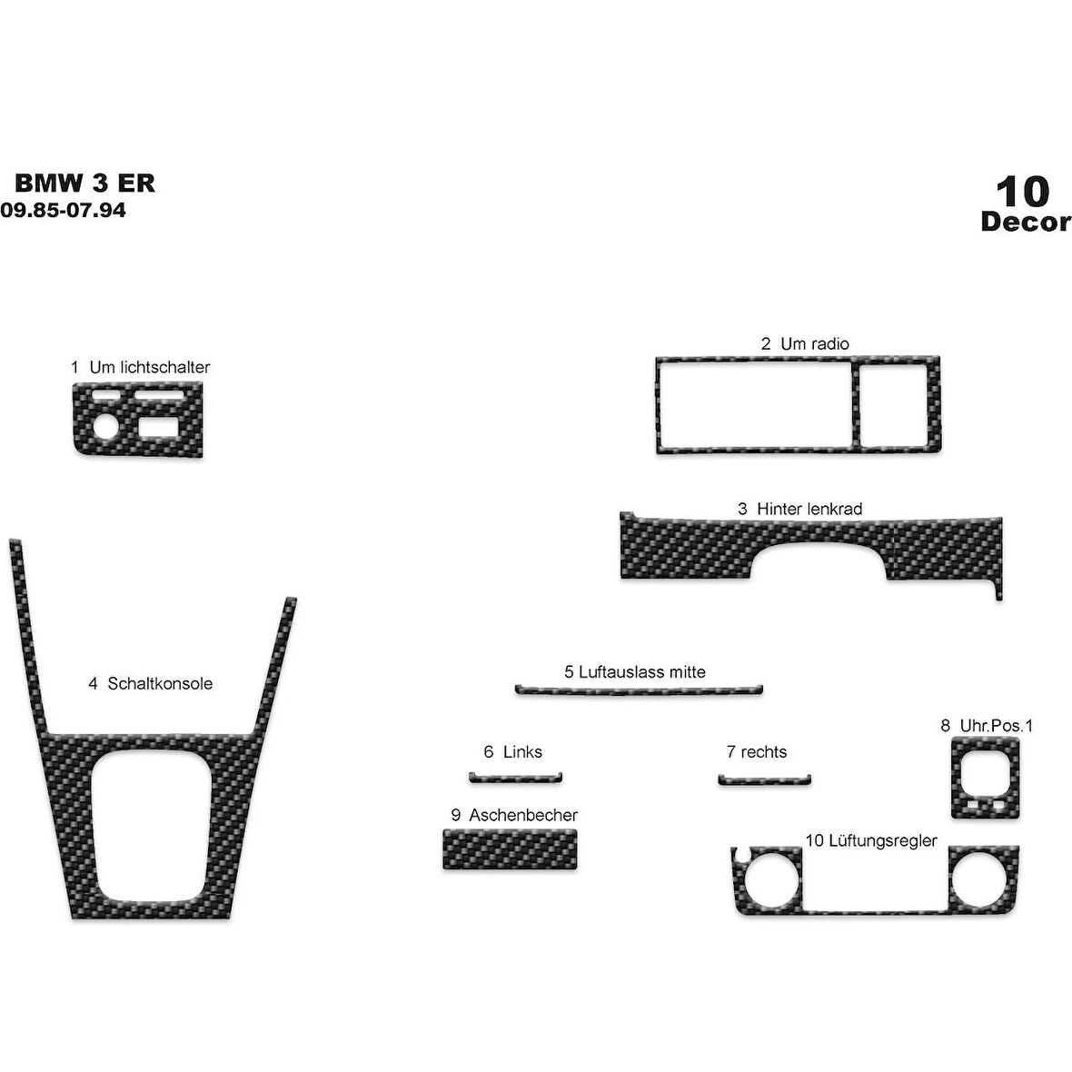 Meriç® Bmw 3 E30 Ön Torpido Kaplama 10 Parça 1985-1994