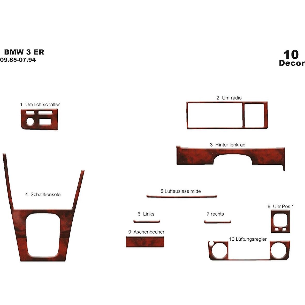 Meriç® Bmw 3 E30 Ön Torpido Kaplama 10 Parça 1985-1994