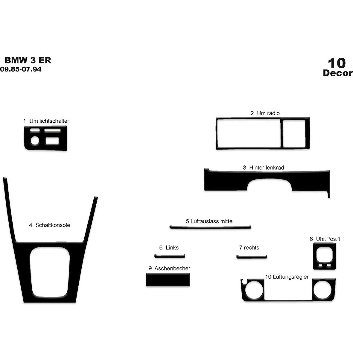 Meriç® Bmw 3 E30 Ön Torpido Kaplama 10 Parça 1985-1994